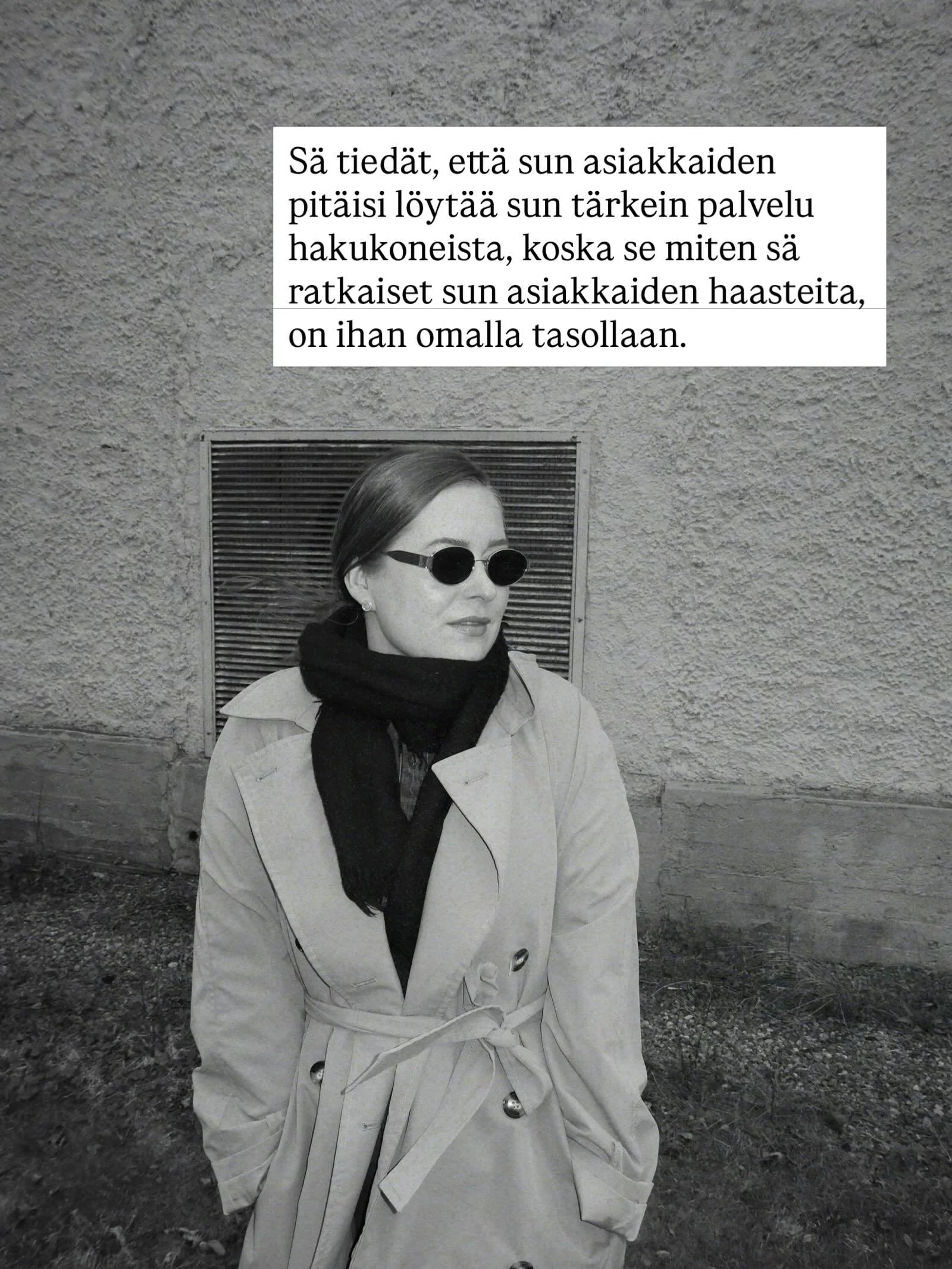 Jos s&auml; olet siin&auml; pisteess&auml;, ett&auml; haluat saada lis&auml;&auml; asiakkaita hakukoneista ja s&auml; tied&auml;t, ett&auml; oot alasi huippuammattilainen JA ett&auml; sun t&auml;rkeimm&auml;n palvelun pit&auml;isi l&ouml;yty&auml; ku