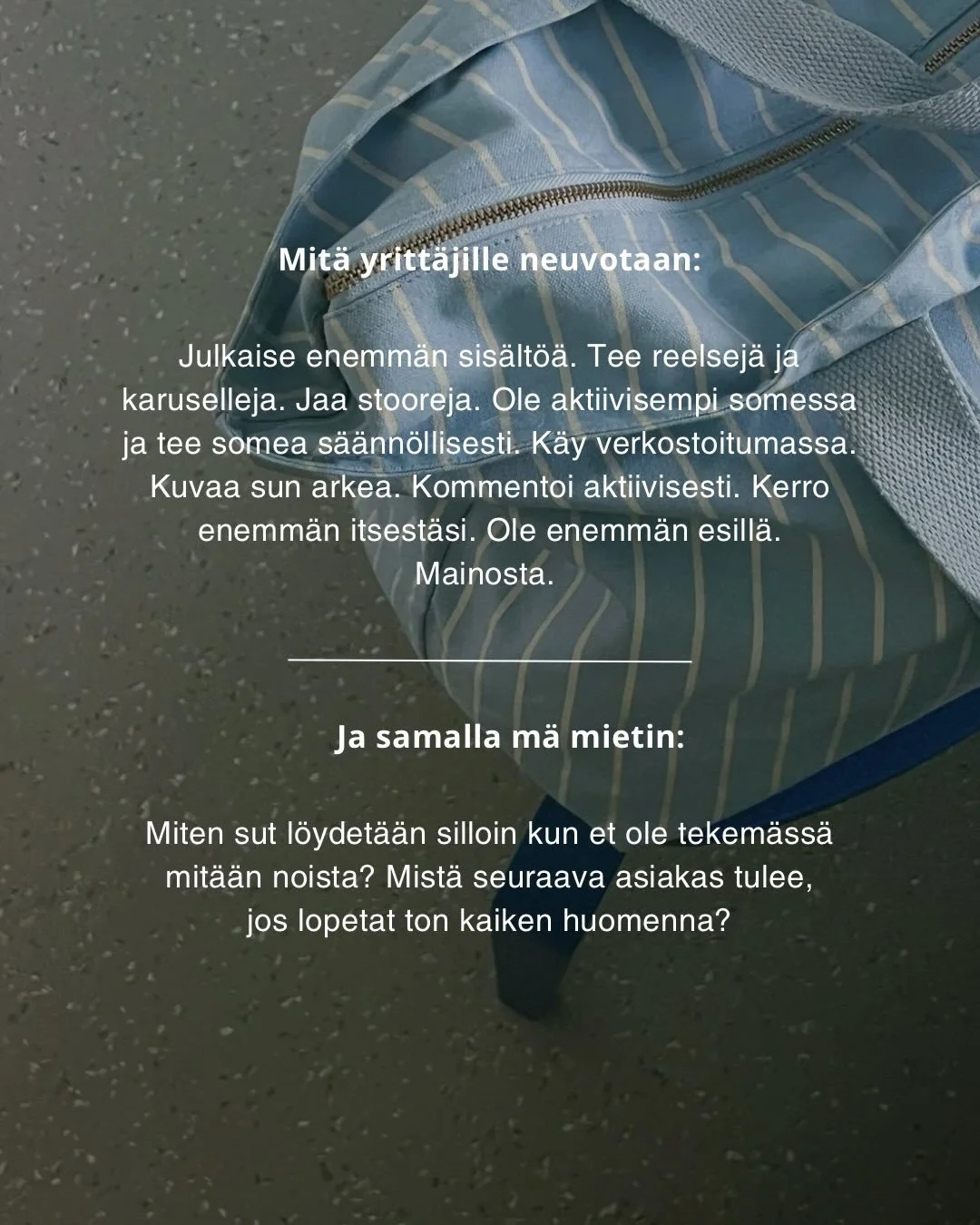 Lis&auml;&auml; teht&auml;v&auml;listoja.. vai systeemi, joka pit&auml;&auml; py&ouml;r&auml;t py&ouml;rim&auml;ss&auml; silloinkin kun on v&auml;h&auml;n liian kiire, sairastut yll&auml;tt&auml;en tai haluat lomailla rauhassa? 👀

#yritt&auml;jyys #
