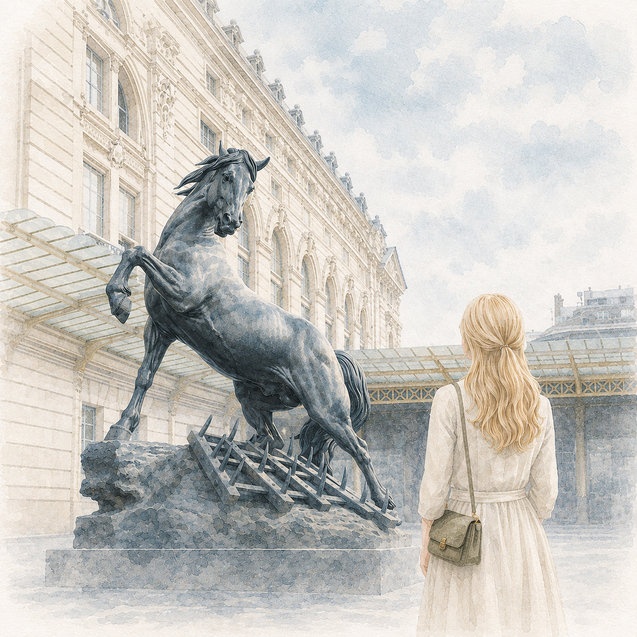 Cheval à la herse