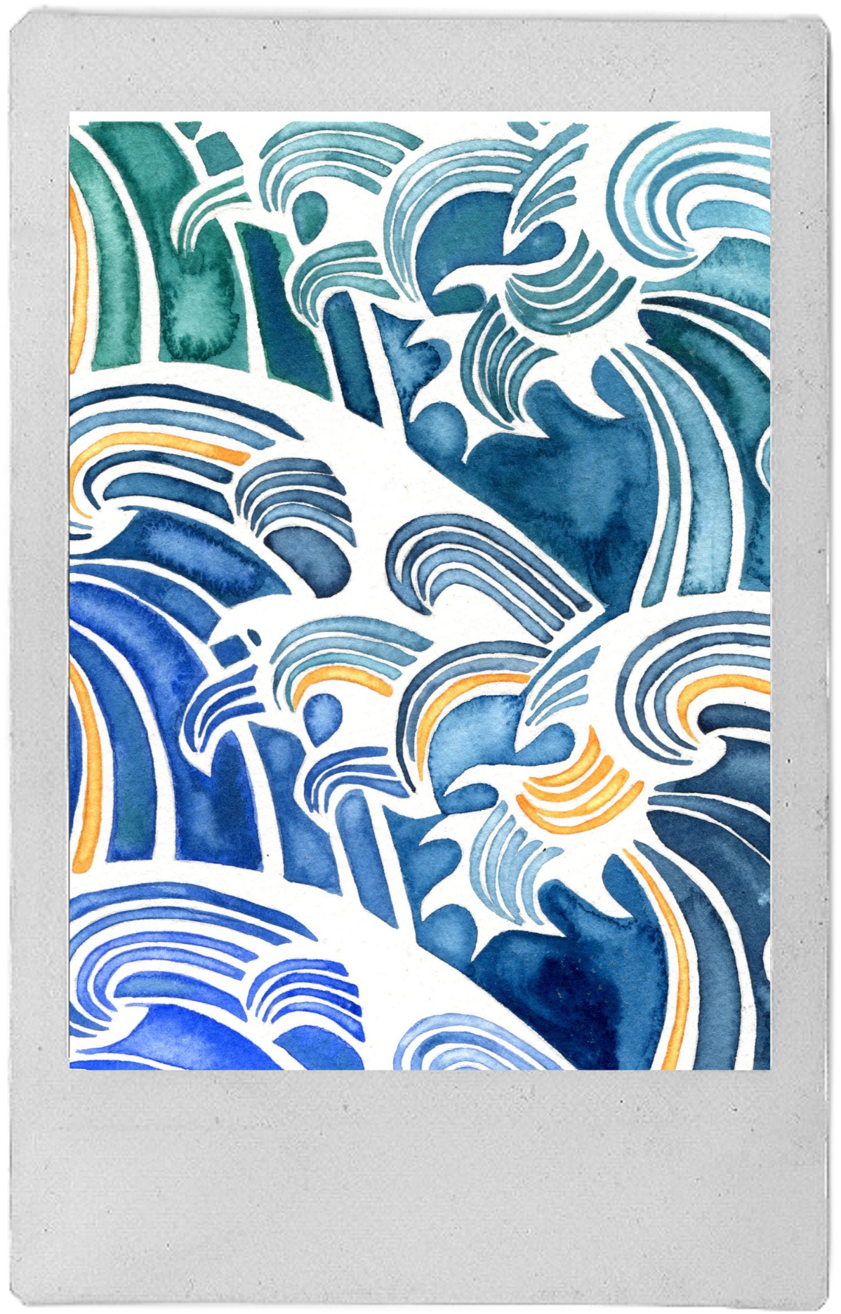 Polaroid artistic picture of ocean waves.