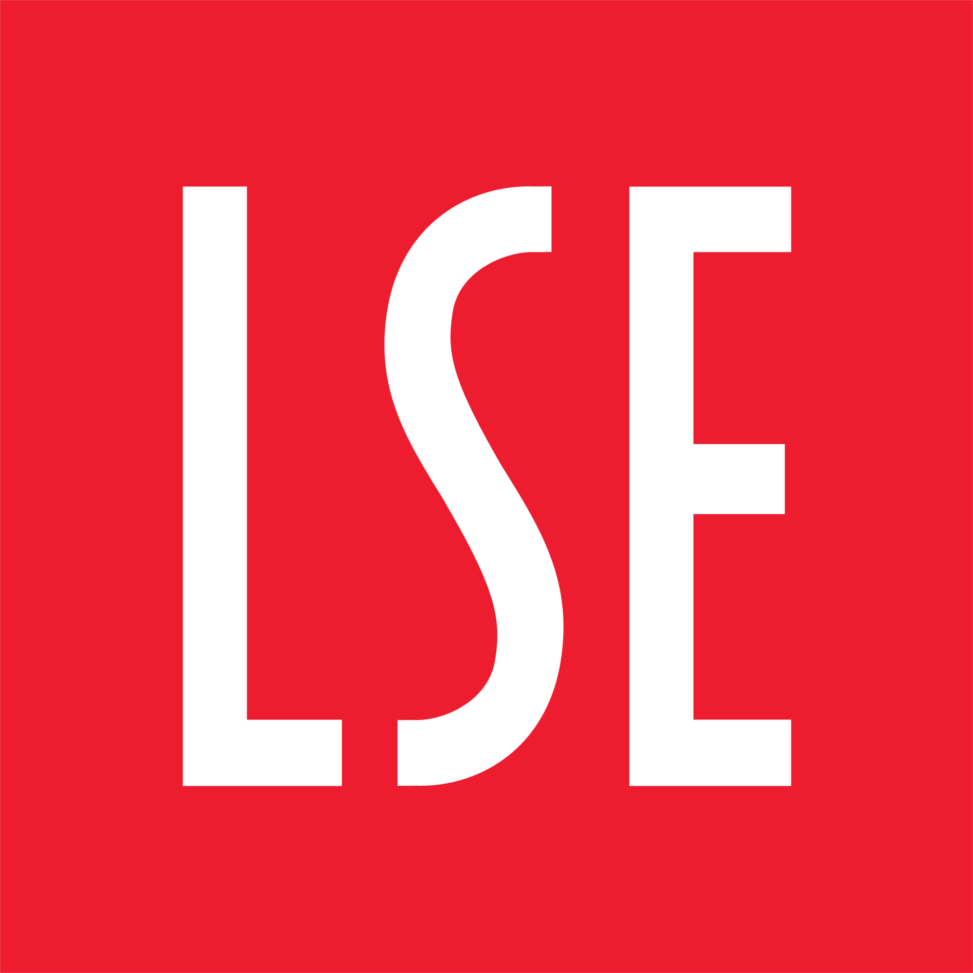 Red square with large white lettering text "LSE"