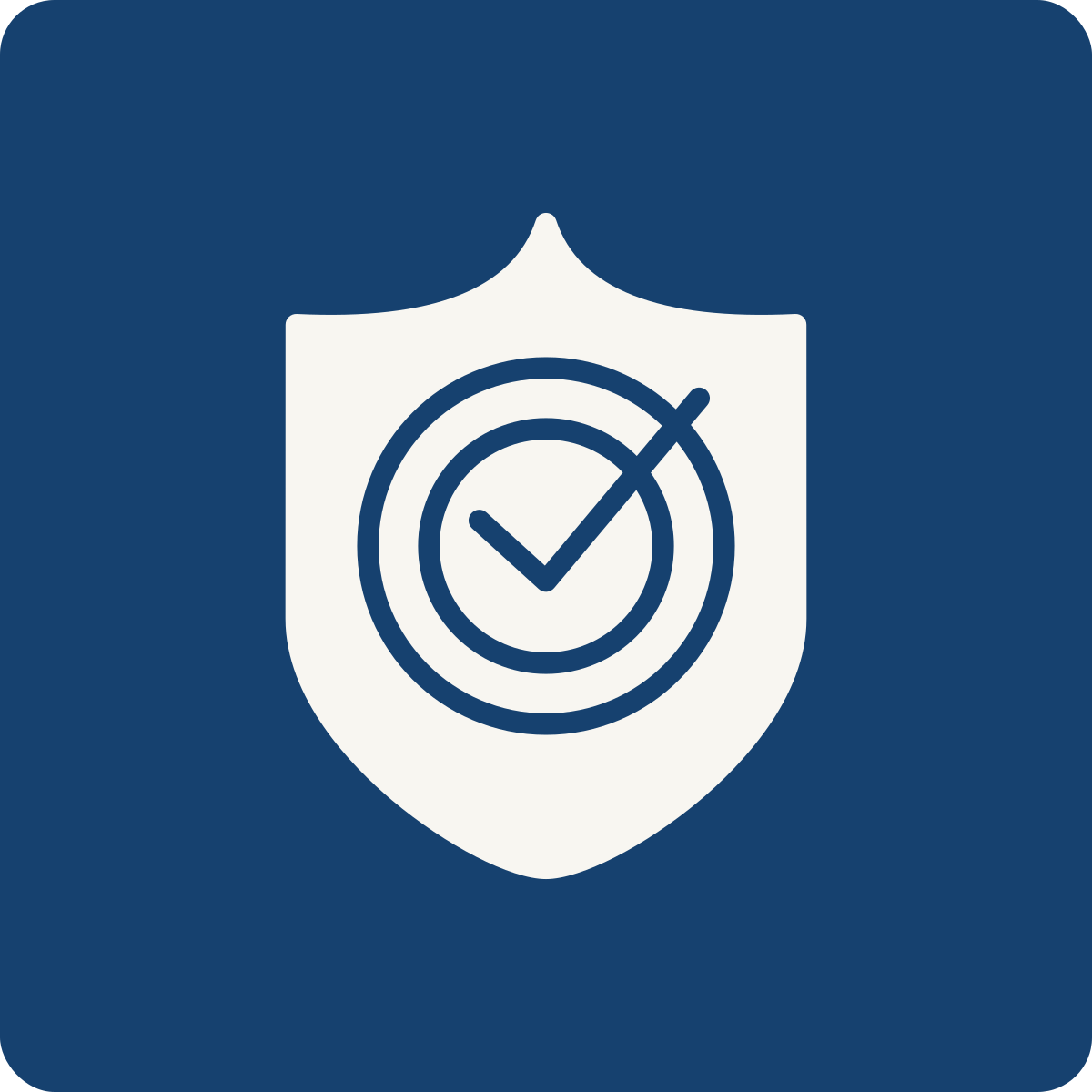 Security shield with a checkmark inside a circle.