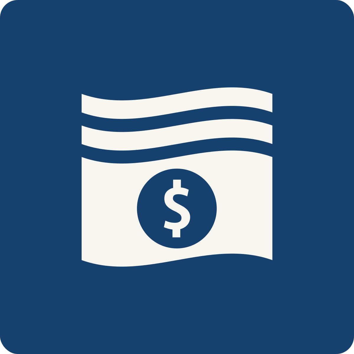 Icon of a stack of paper bills with a dollar sign in a circle.