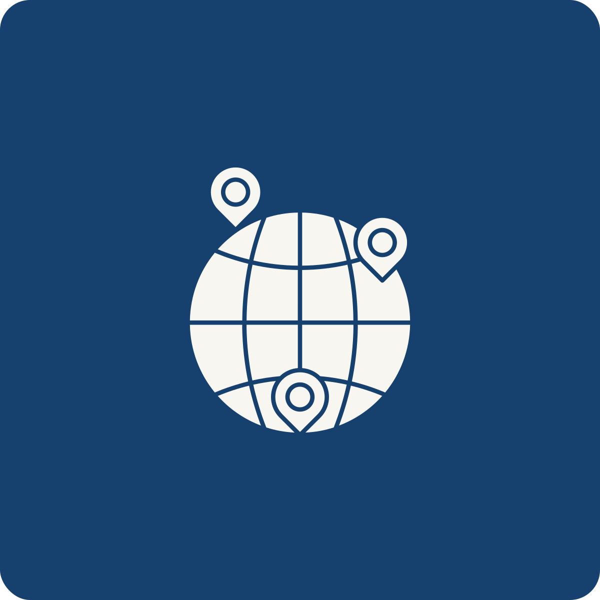 Icon of a globe with three location pins