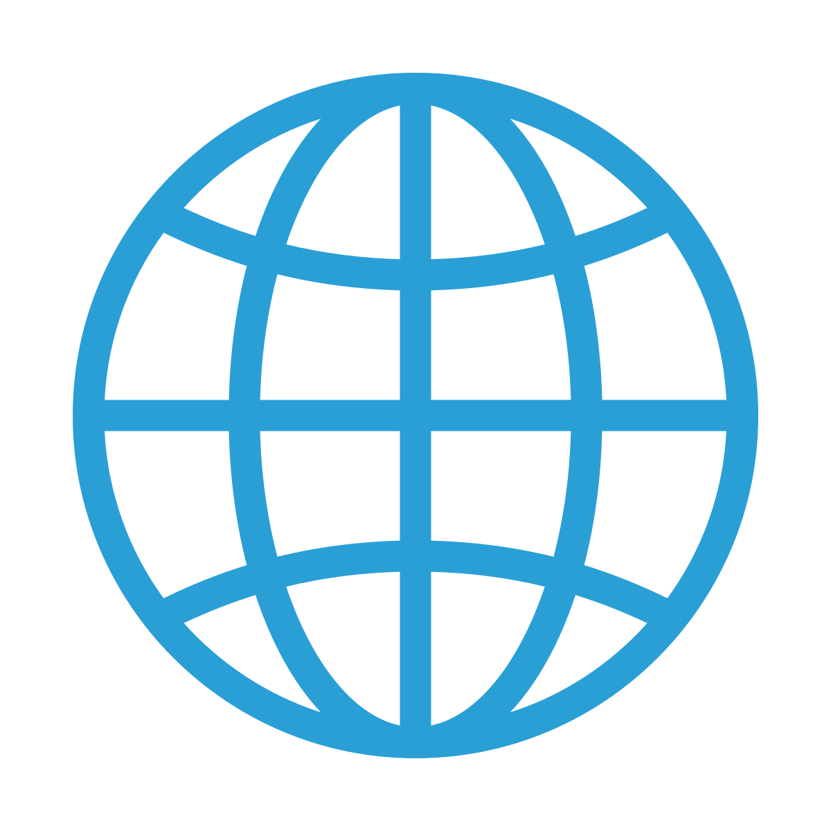 Blue globe icon representing the internet or global connectivity.