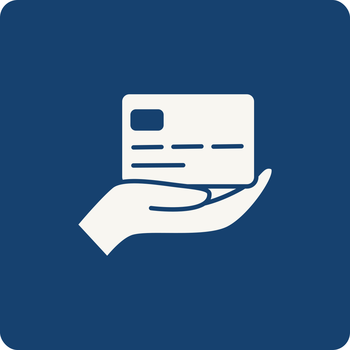 Graphic of a hand holding a credit card.