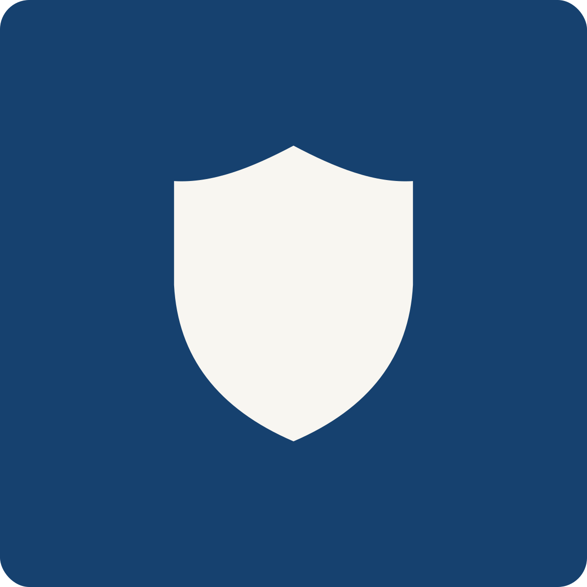 Shield icon with a white shield symbol on a dark blue background.