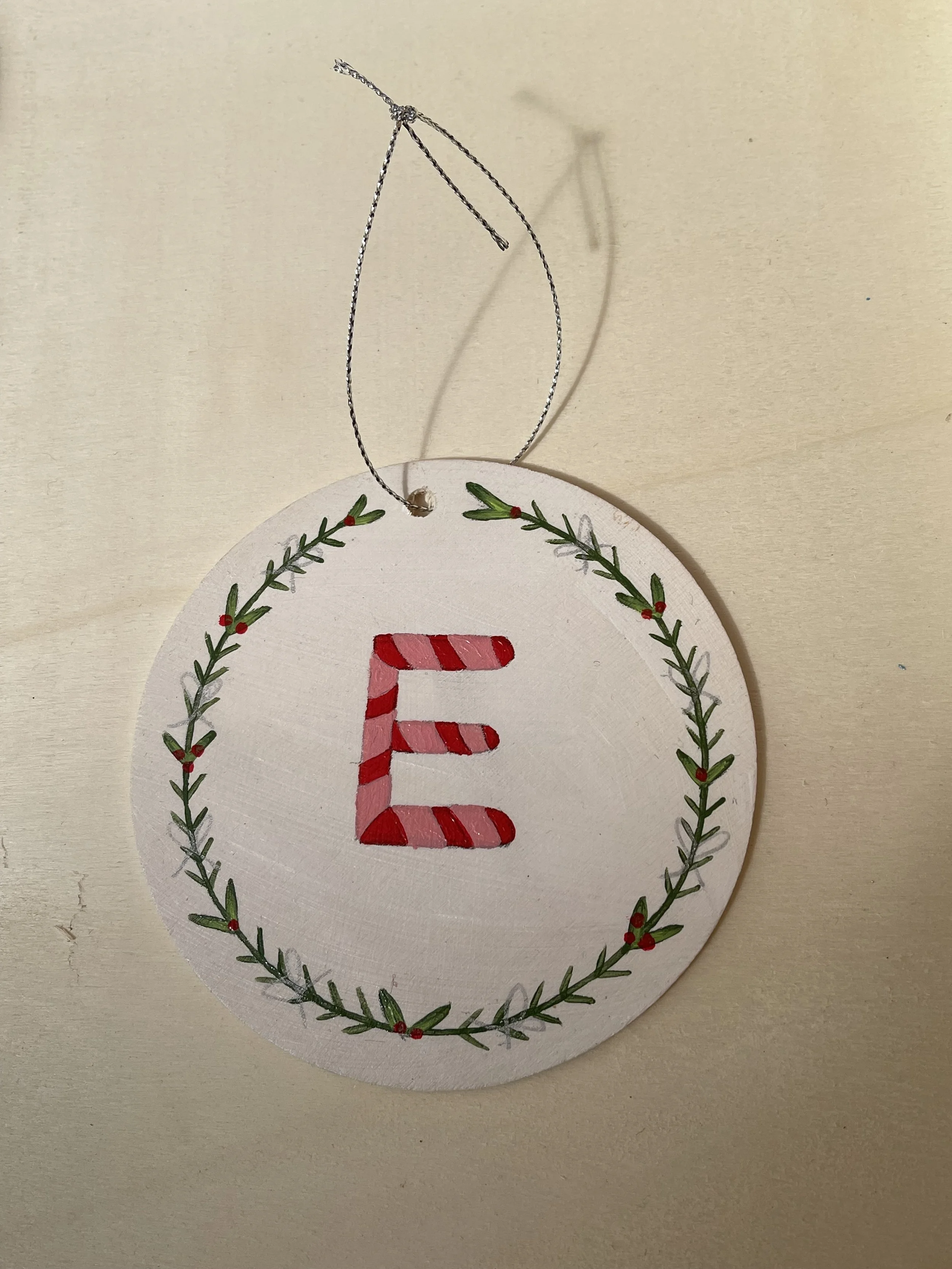 Letter E - Christmas Ornament