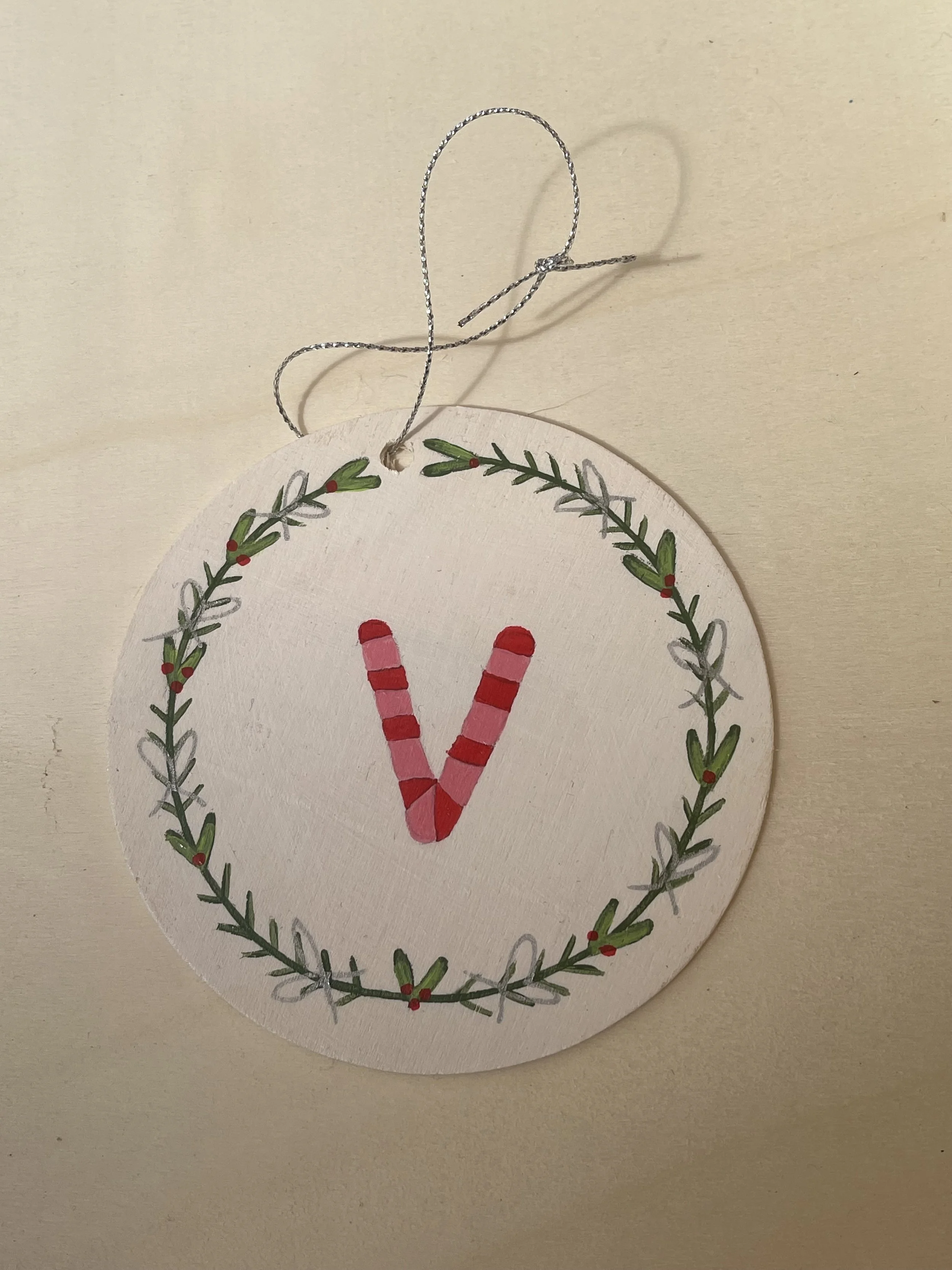 Letter V - Christmas Ornament
