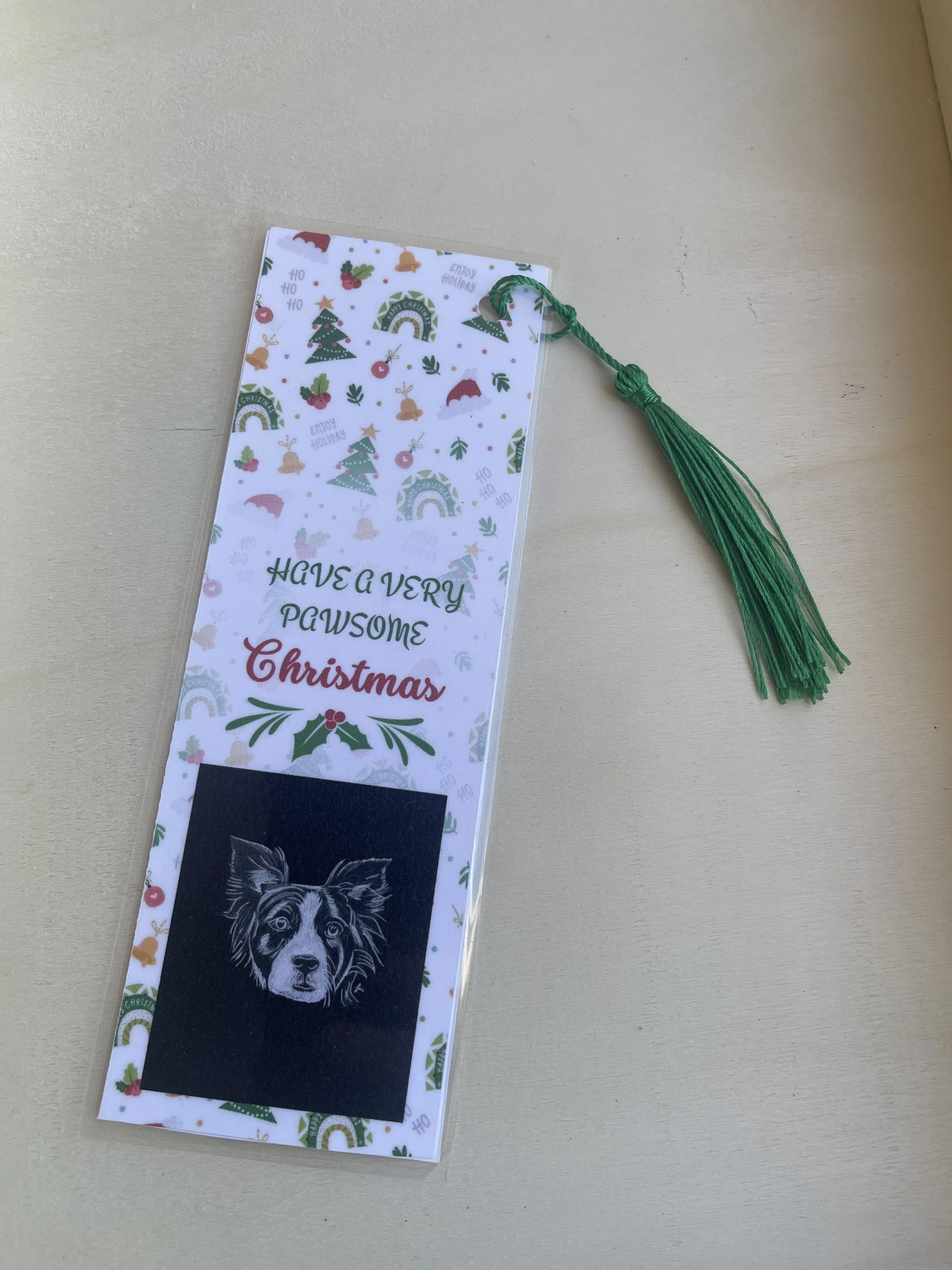 Dog Series - Border Collie - Bookmark (Green Tassel)