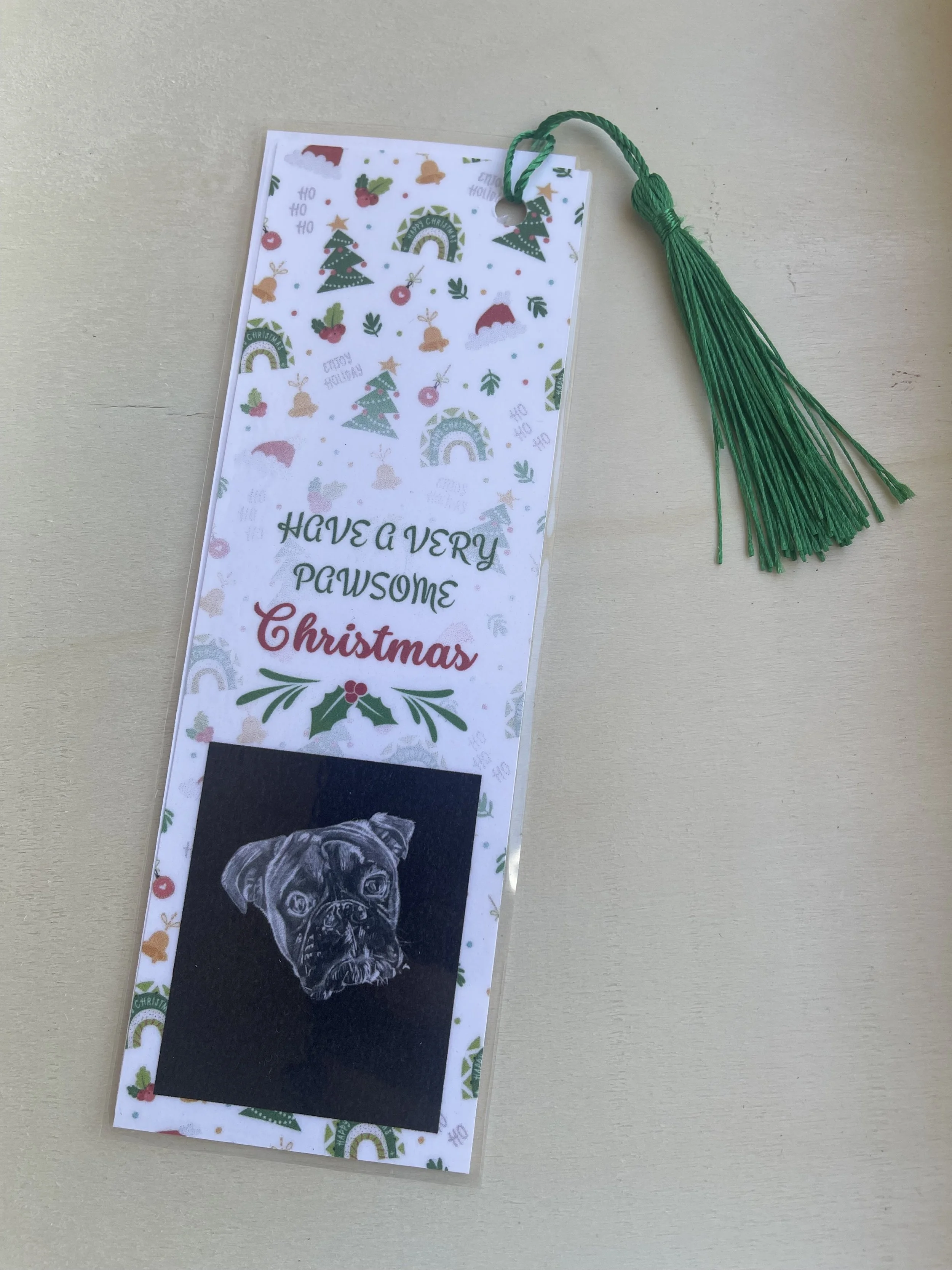 Dog Series - Boxer - Bookmark (Green Tassel)