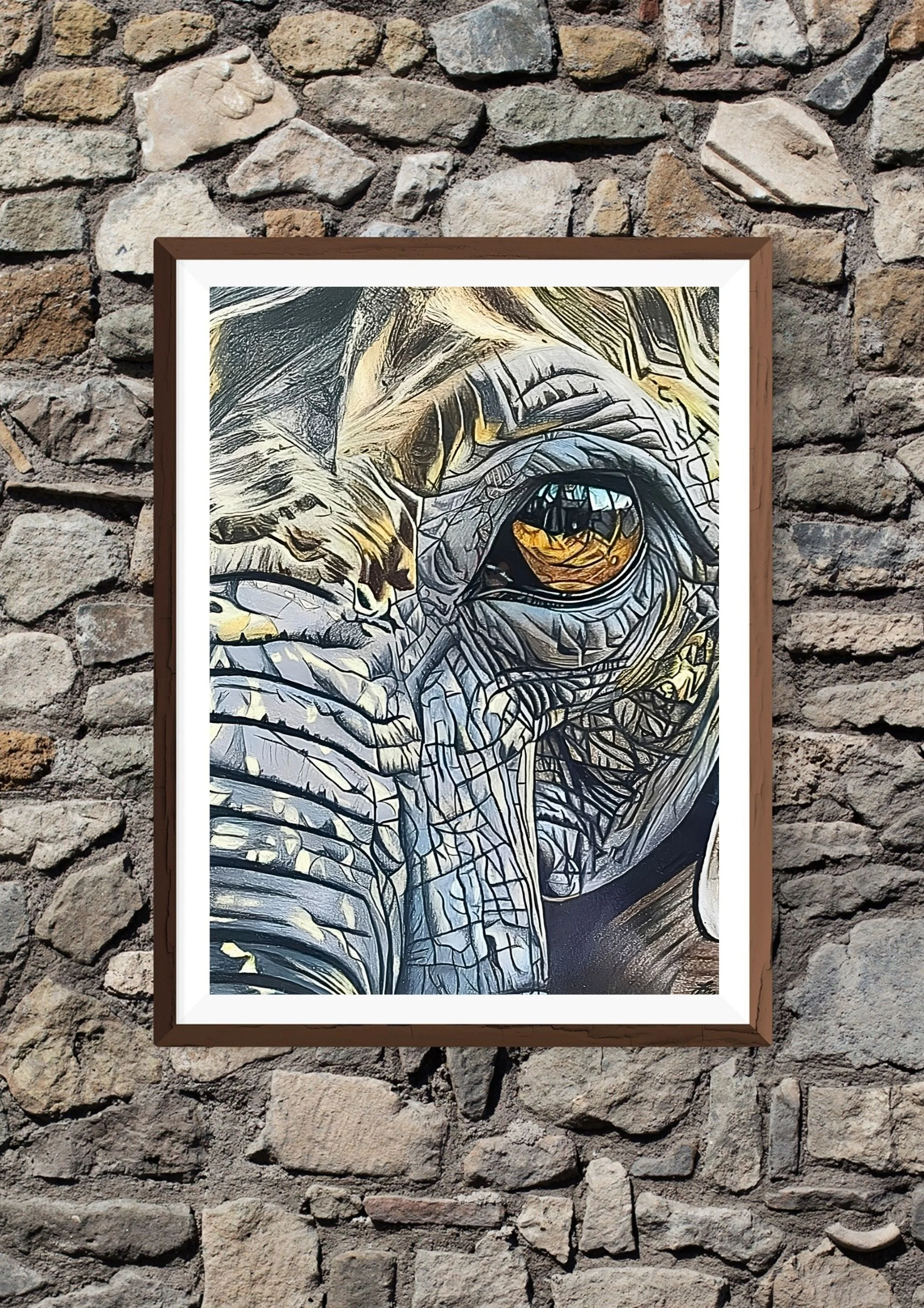 Yellow Abstract Stone Wall Mockup Framed Arteee.jpeg