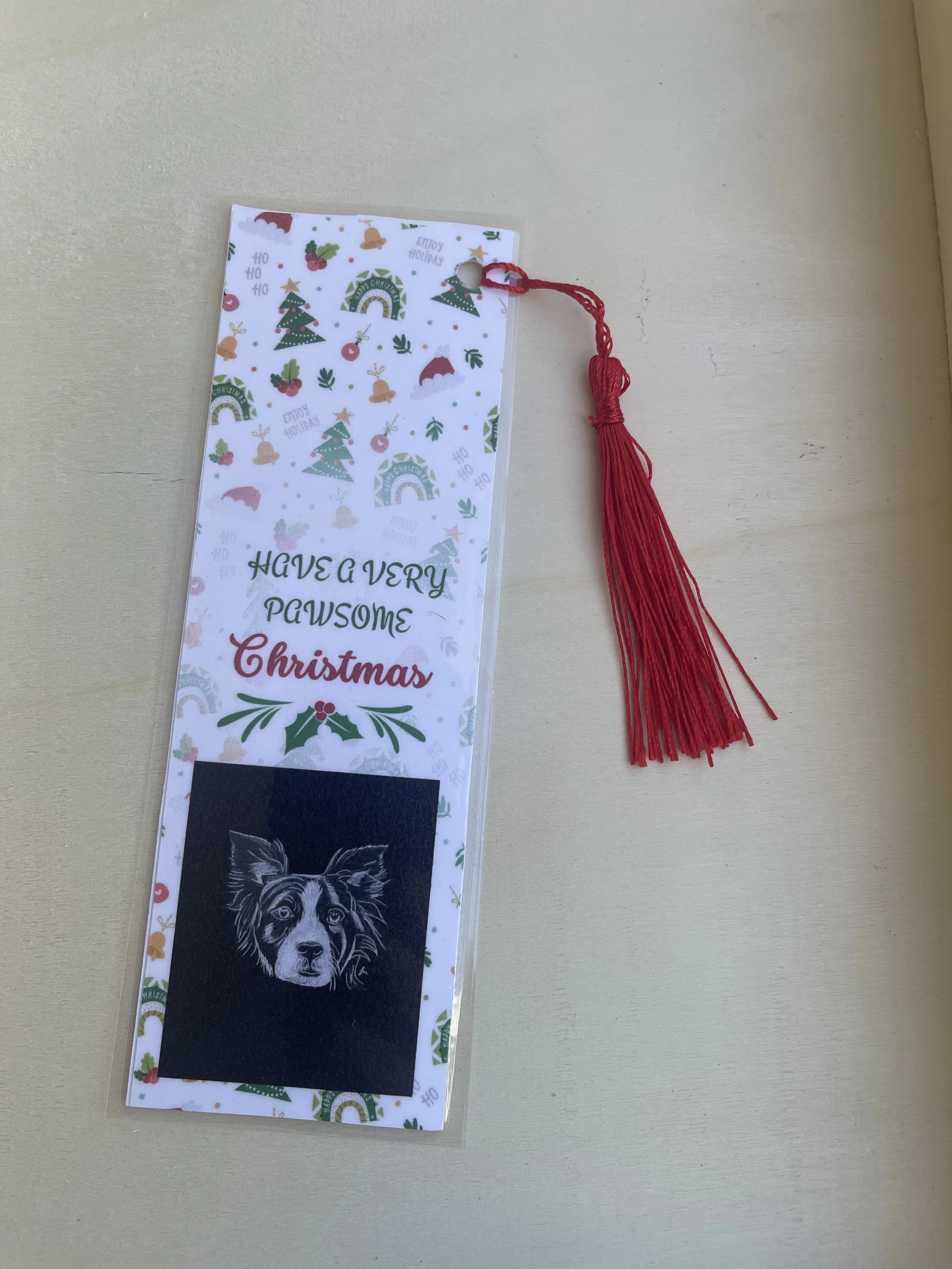 Dog Series - Border Collie - Bookmark (Red Tassel)