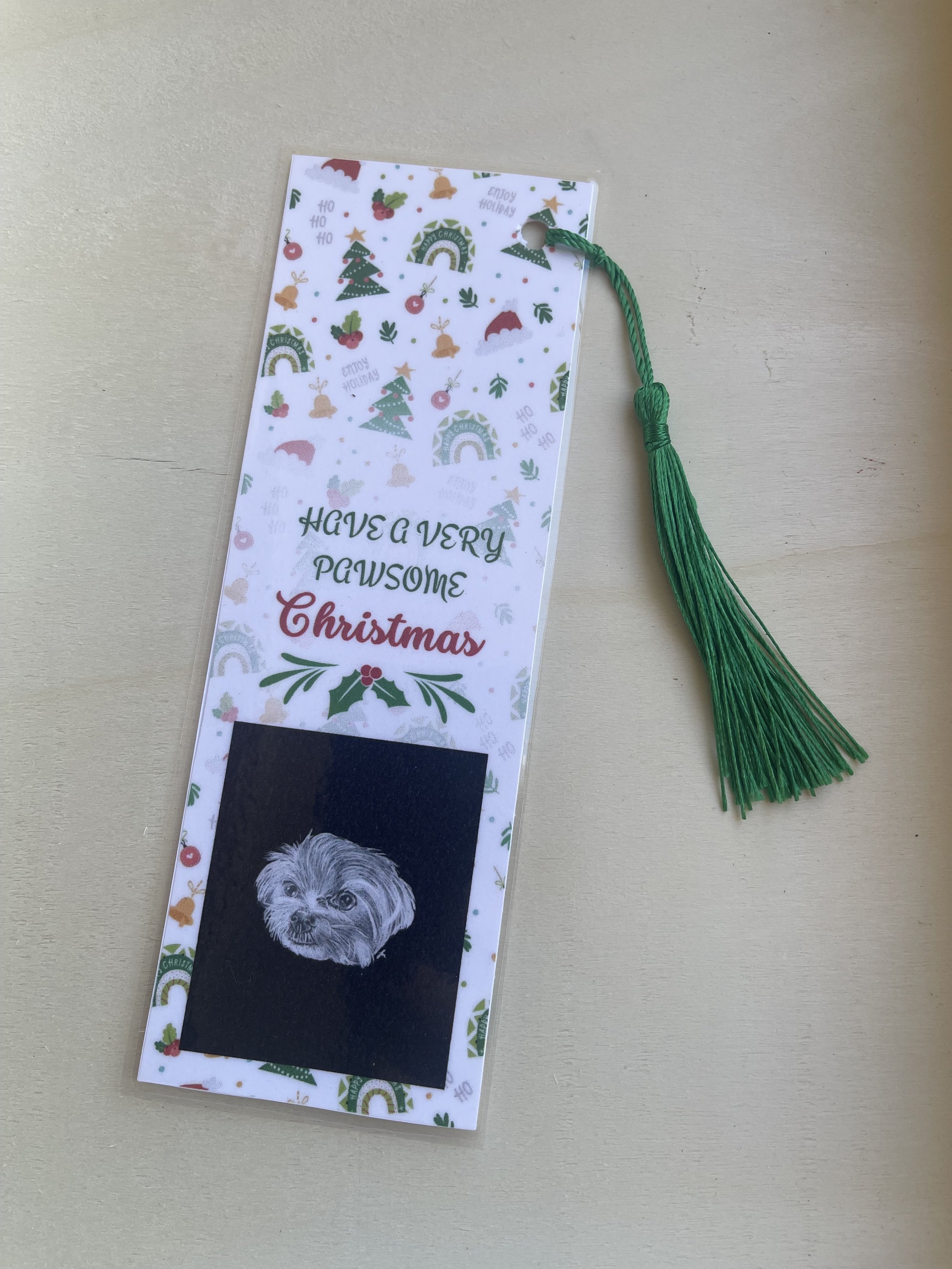 Dog Series - Maltese - Bookmark (Green Tassel)