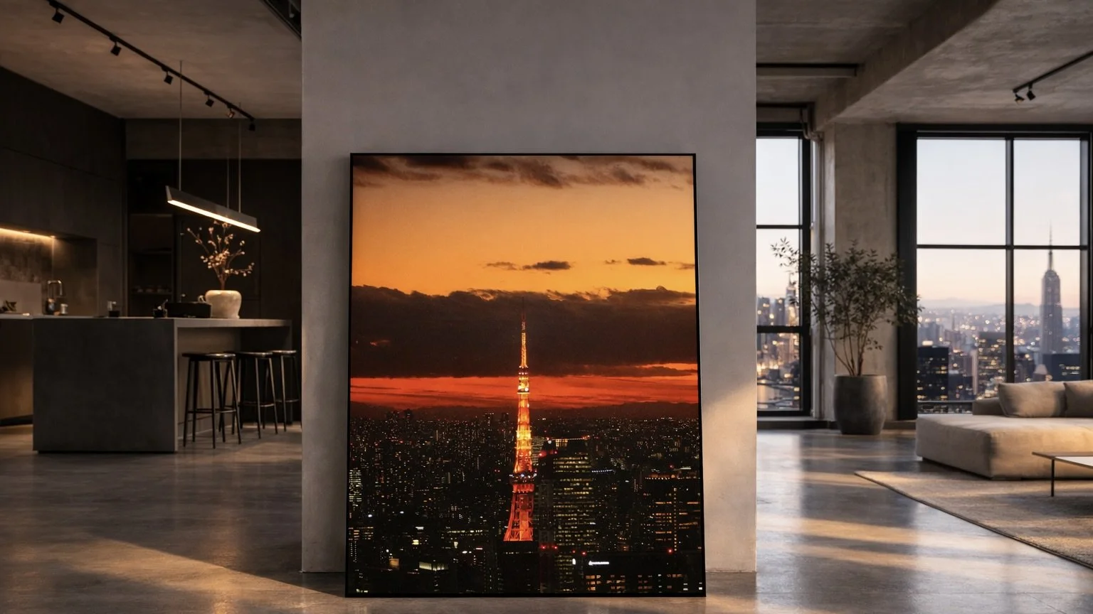 Tokyo Tower at Sunset from the City Skyline