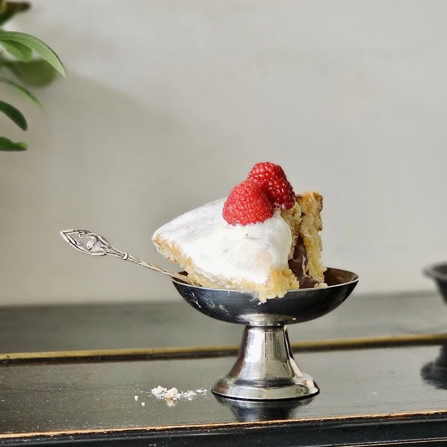 Raspberries & Cream — Sunday Dessert Still Life Fine Art Print (Home Edition, 20x20 Dibond)