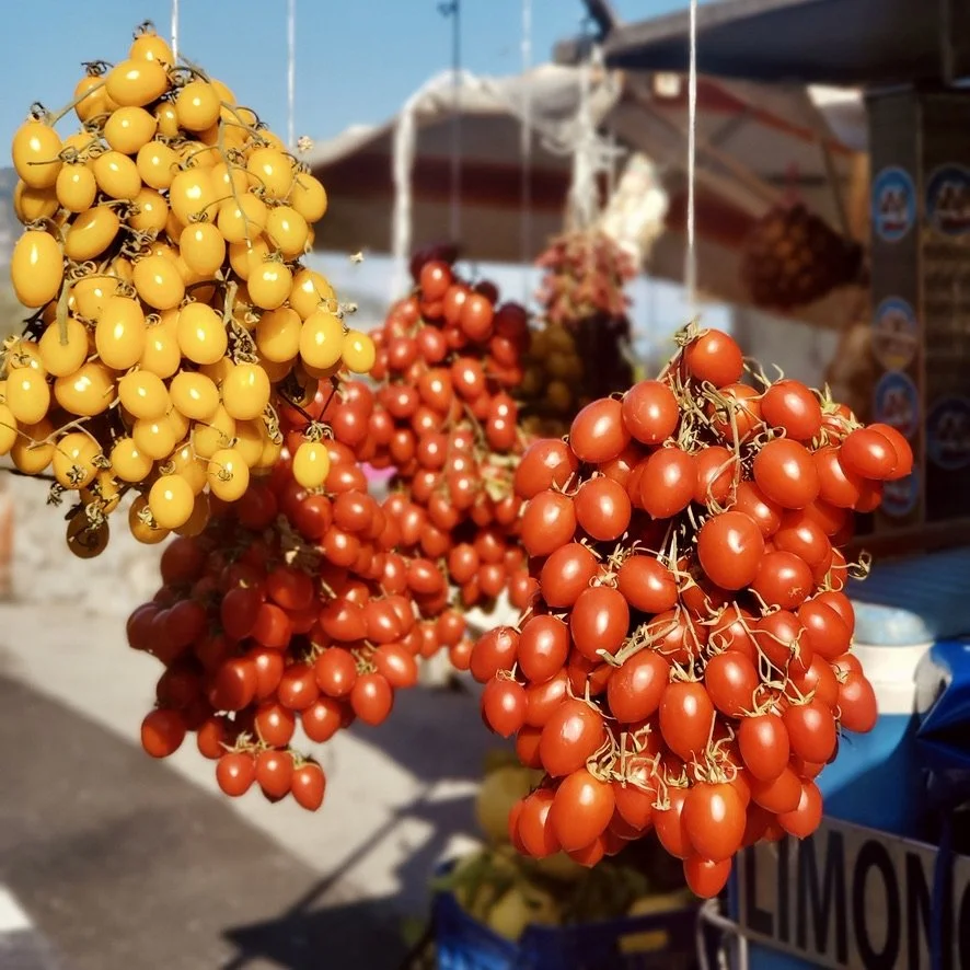 Capri, Italy — June · Cherry Tomatoes Market (Home Edition, 20x20 Dibond)