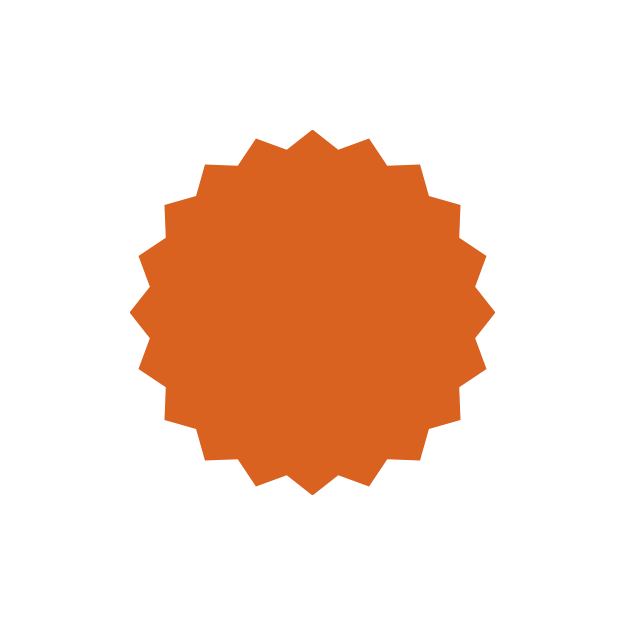 A green seal or badge with a scalloped edge, possibly a sticker or emblem.