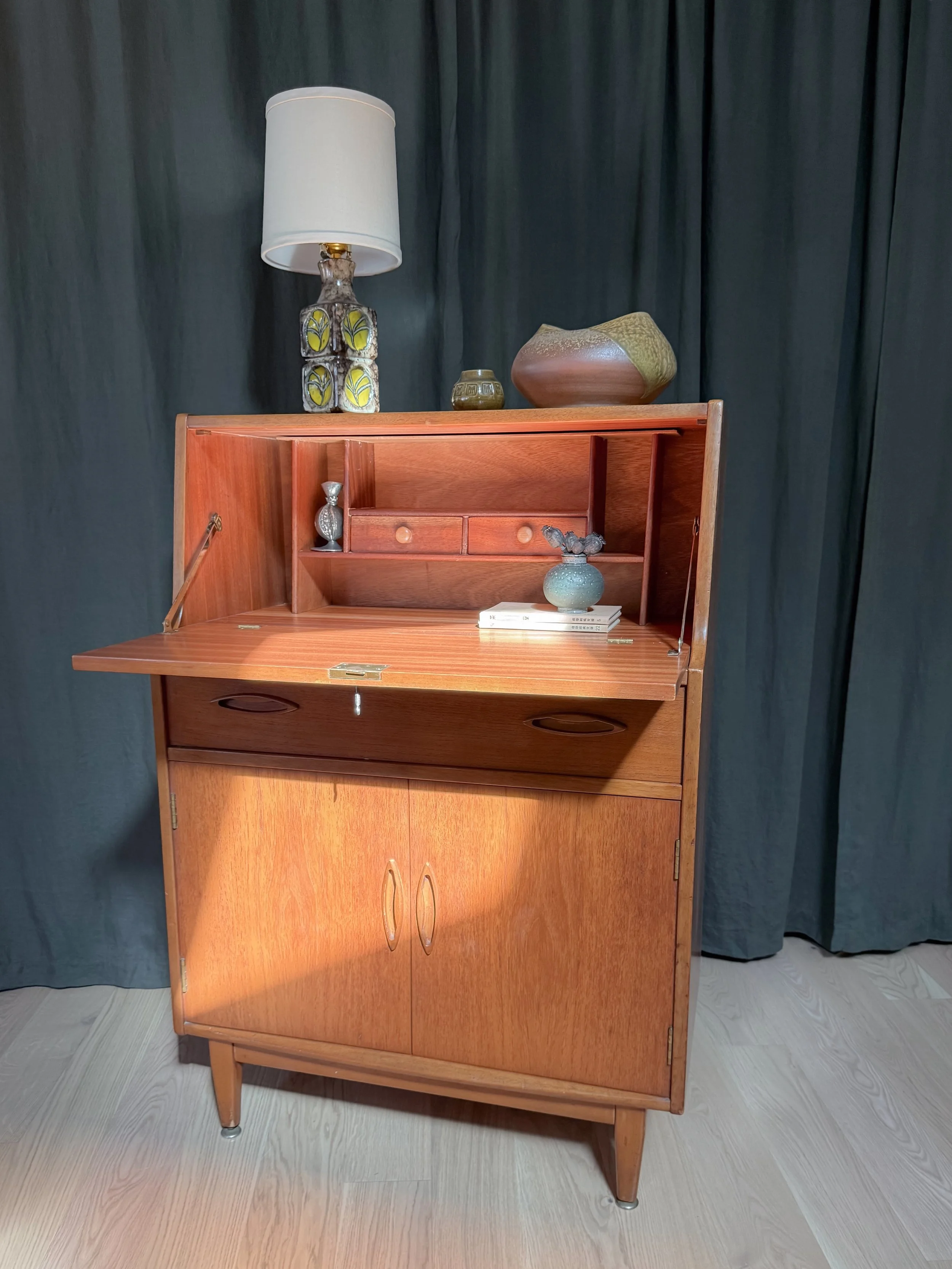 Jentique Teak Drop-Front Secretary Desk