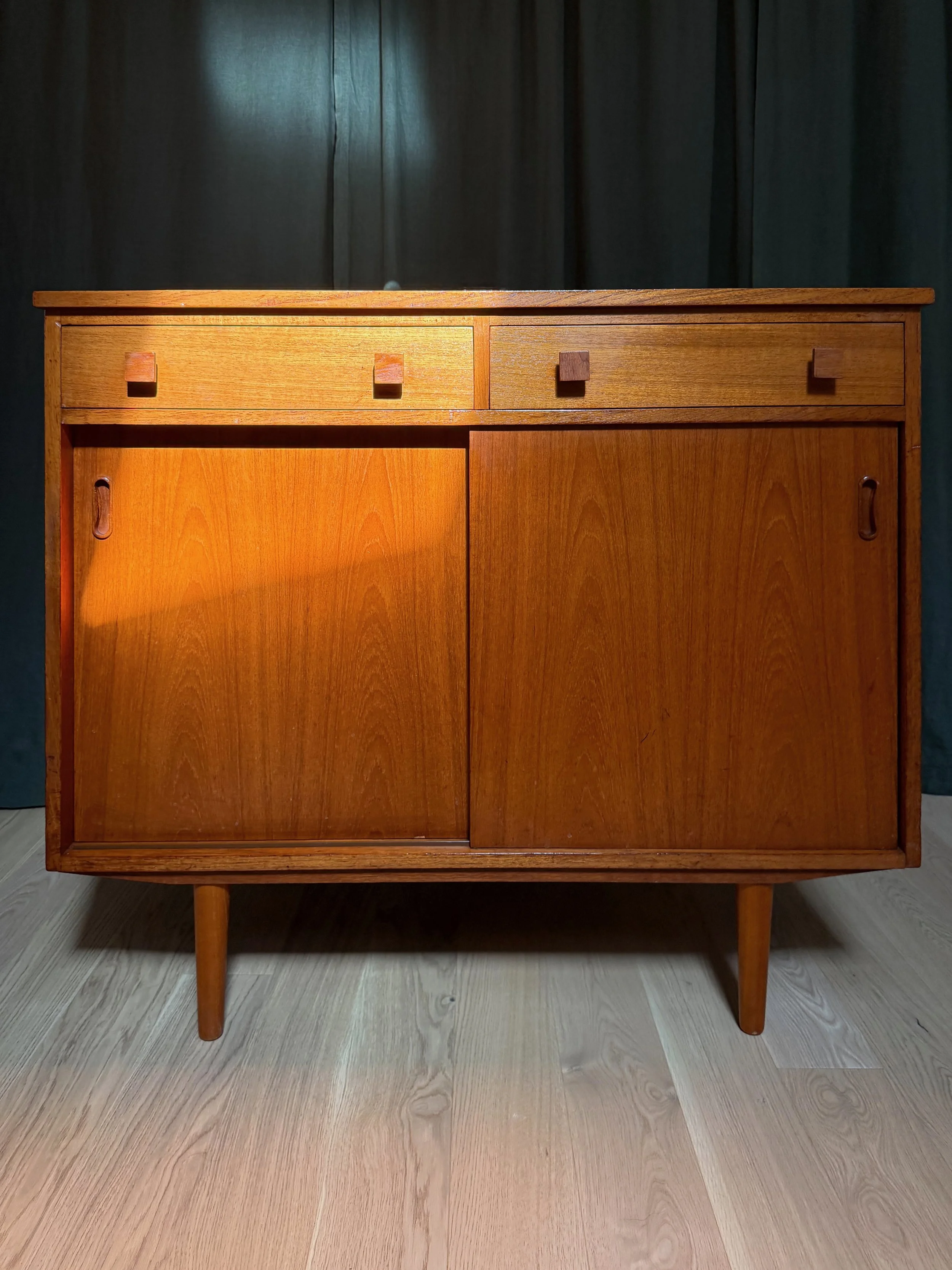 1960s Danish Teak Compact Sideboard Record Cabinet