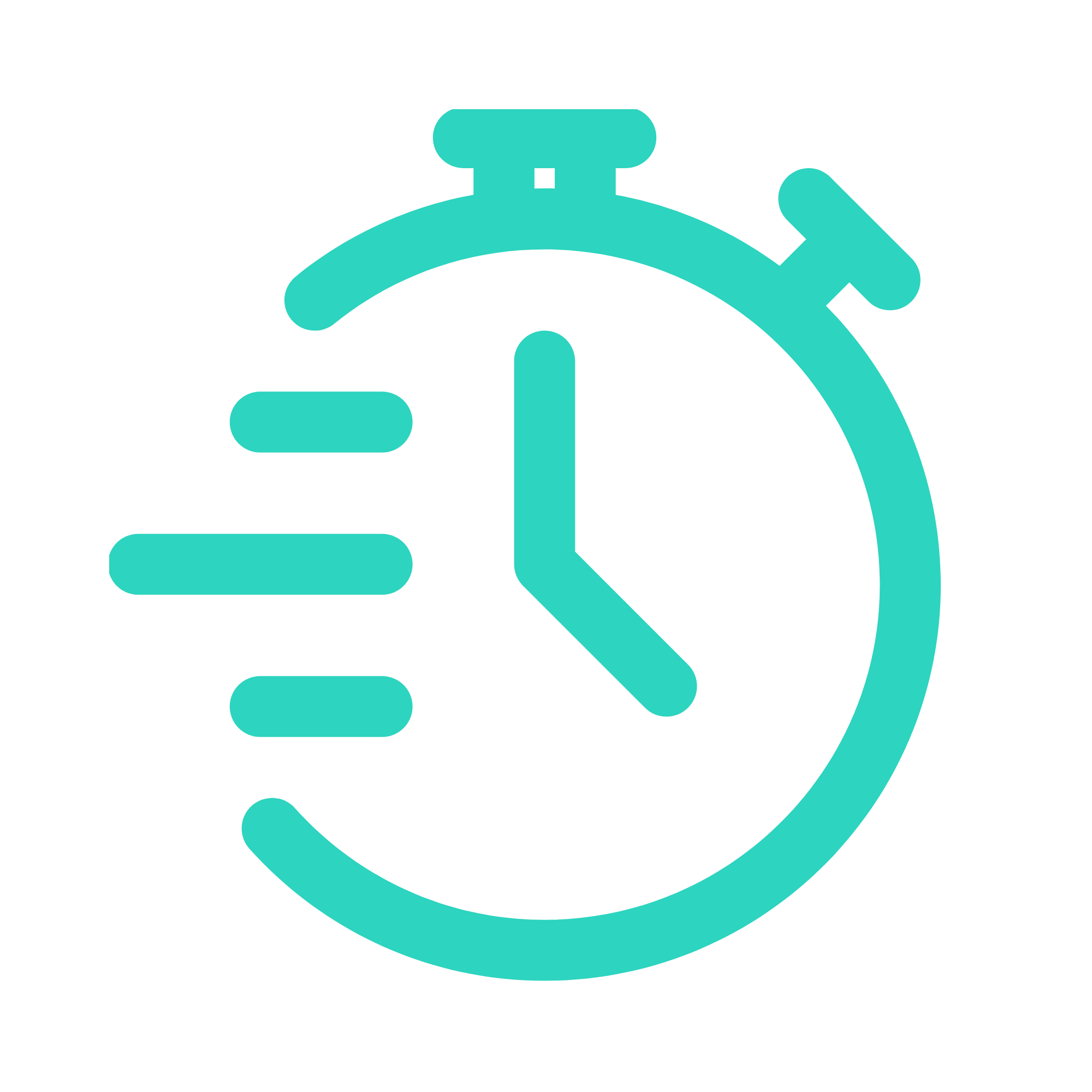 Icon of a clock with motion lines on the left, representing fast time or quickness.