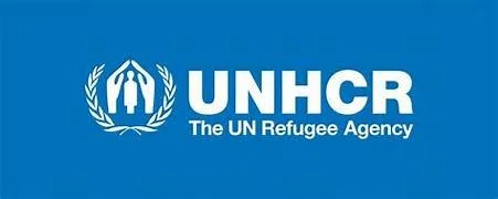 UNHCR logo with text 'The UN Refugee Agency' on a blue background