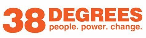 38 Degrees logo with slogan 'people. power. change.' in orange text.
