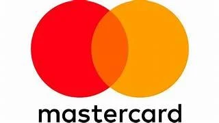 Mastercard logo with two interlocked circles, one red and one orange, on a white background