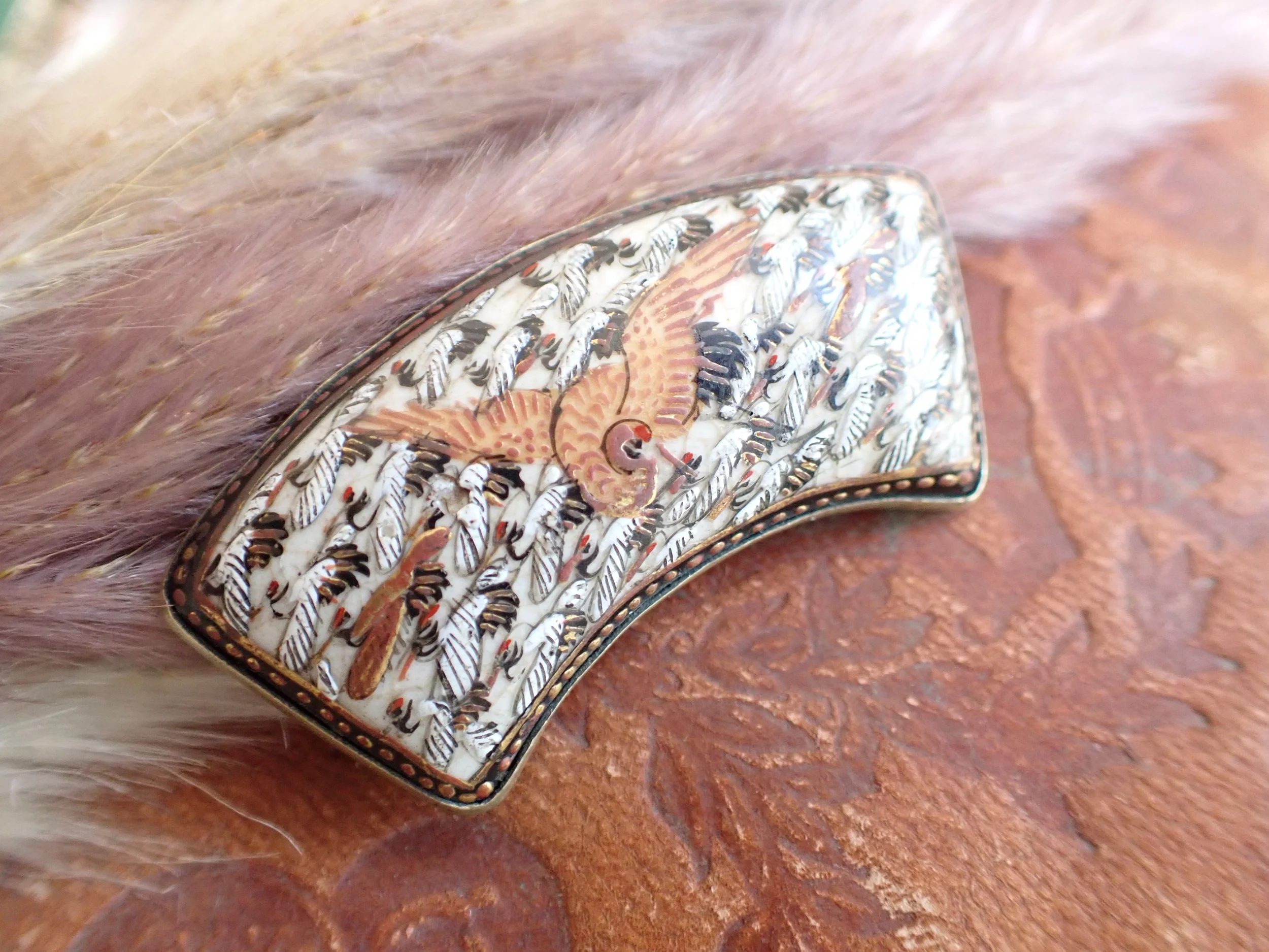 Antique Satsuma Japanese Brooch