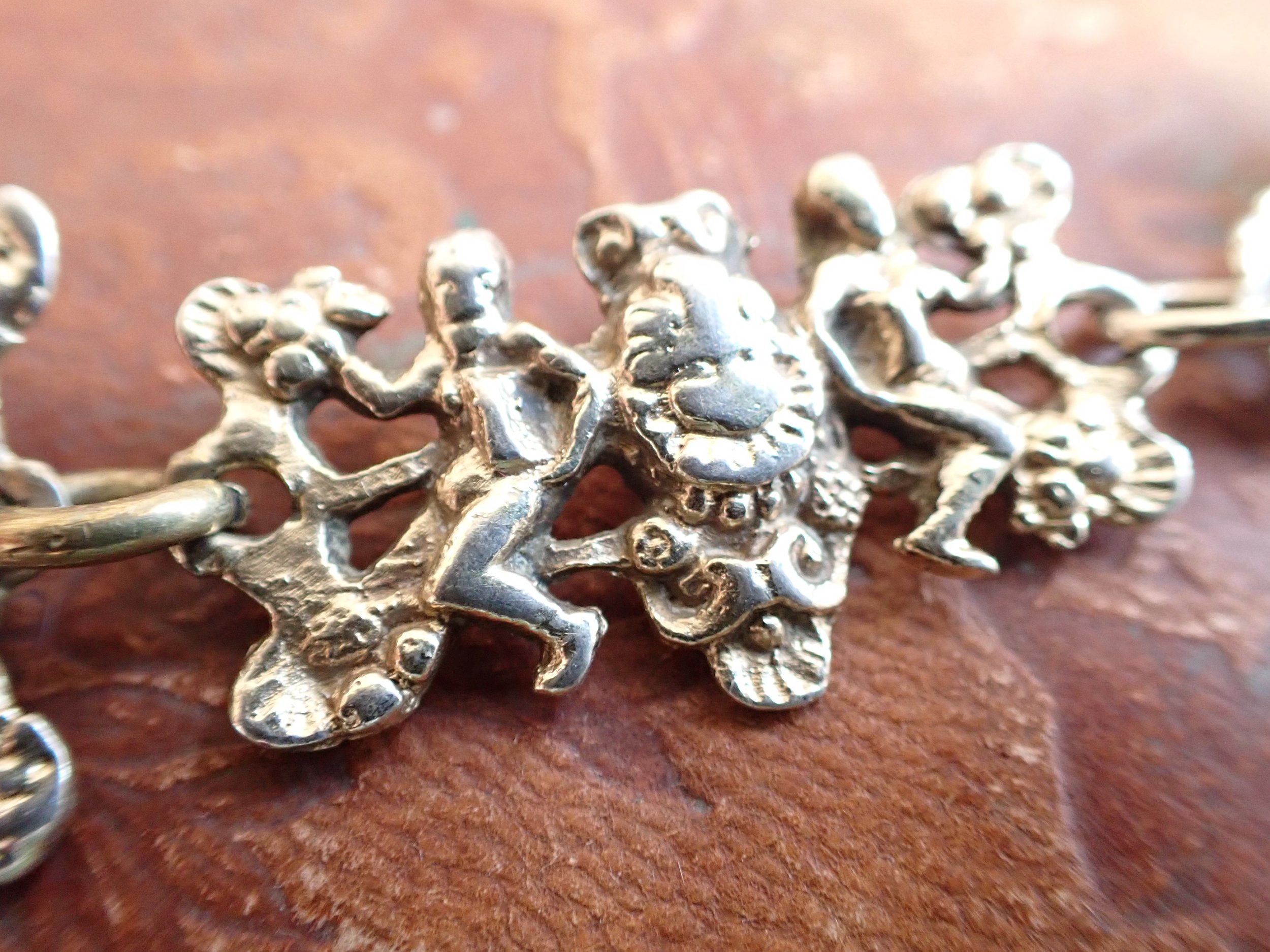 Heavy Antique Figural Bracelet/Extender in Silver - with Dog Clip