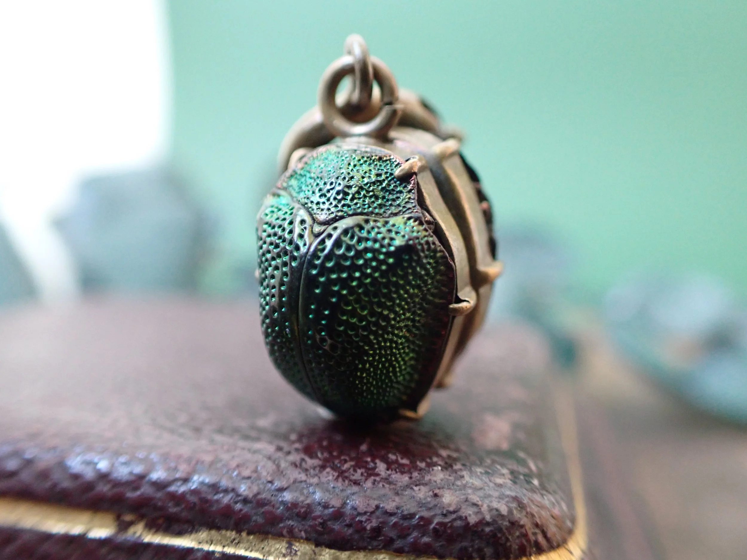 Victorian Natural Scarab Beetle Fob in Brass