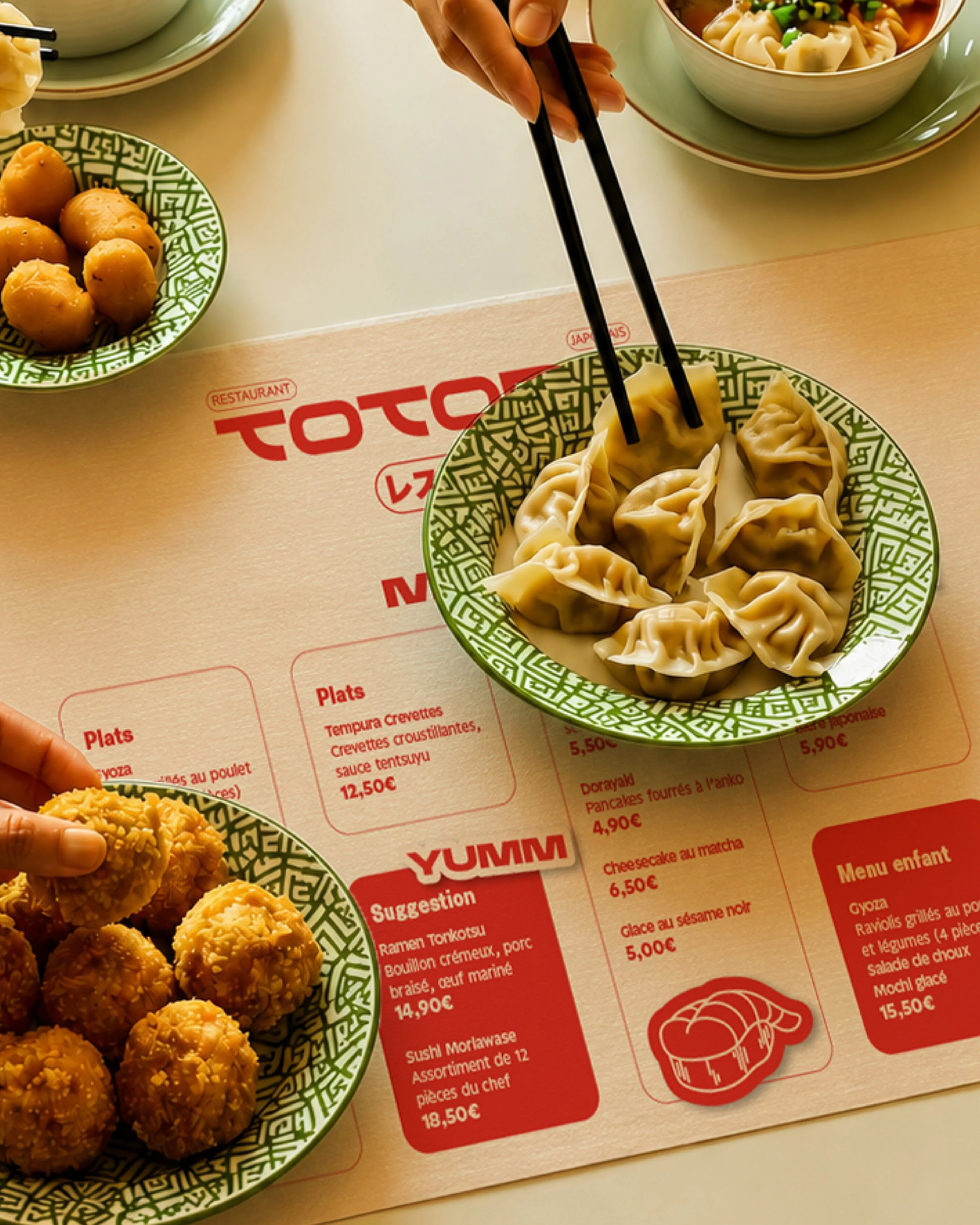 menu graphique pour restaurant japonais