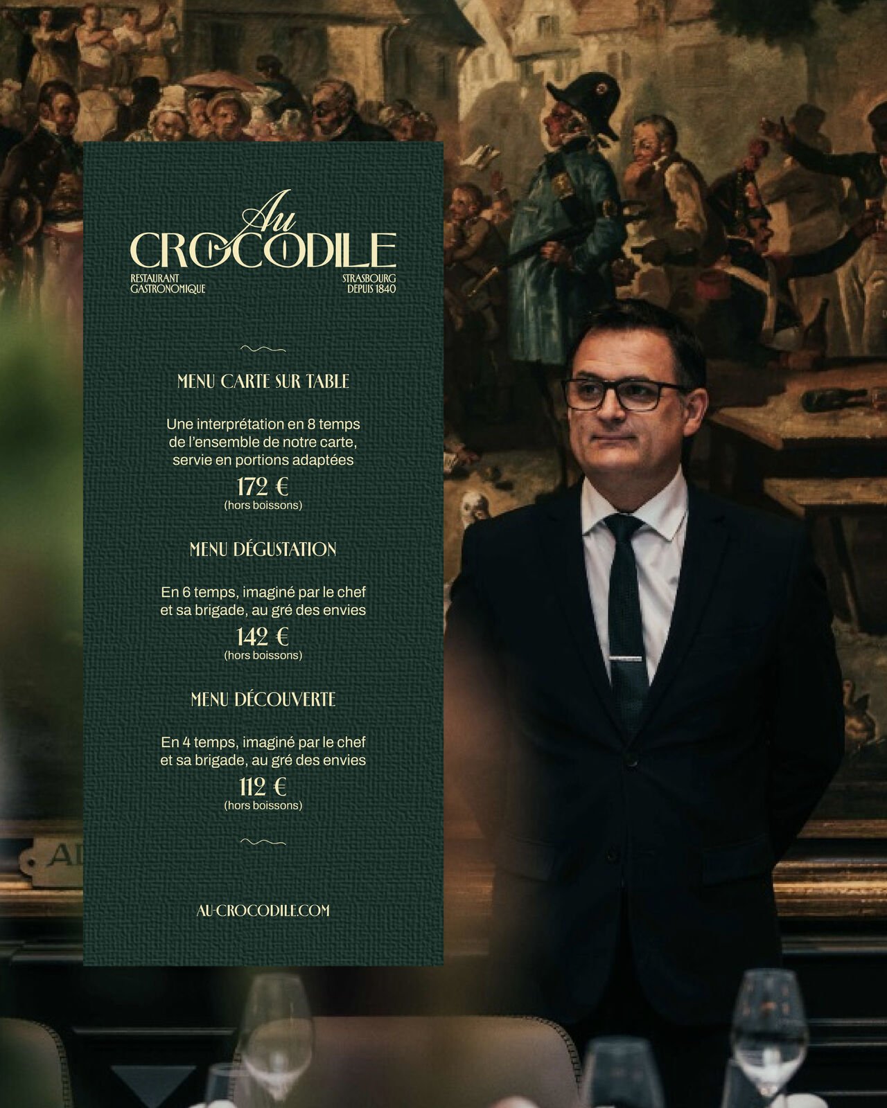 Identité visuelle du restaurant gastronomique Au Crocodile à Strasbourg