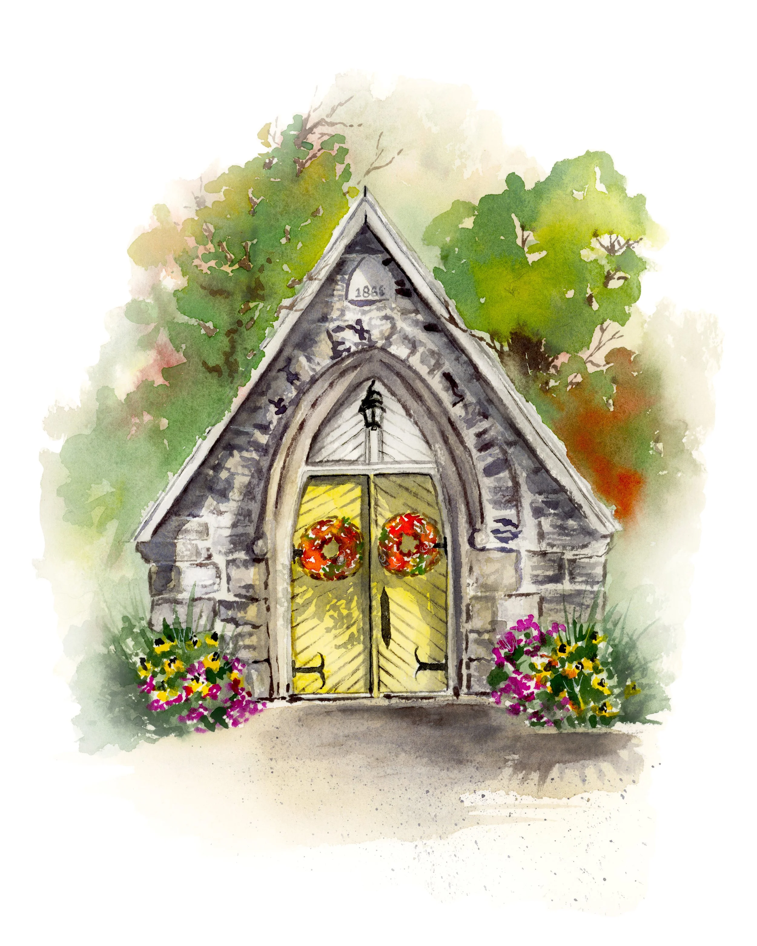 Church Door Watercolour Print