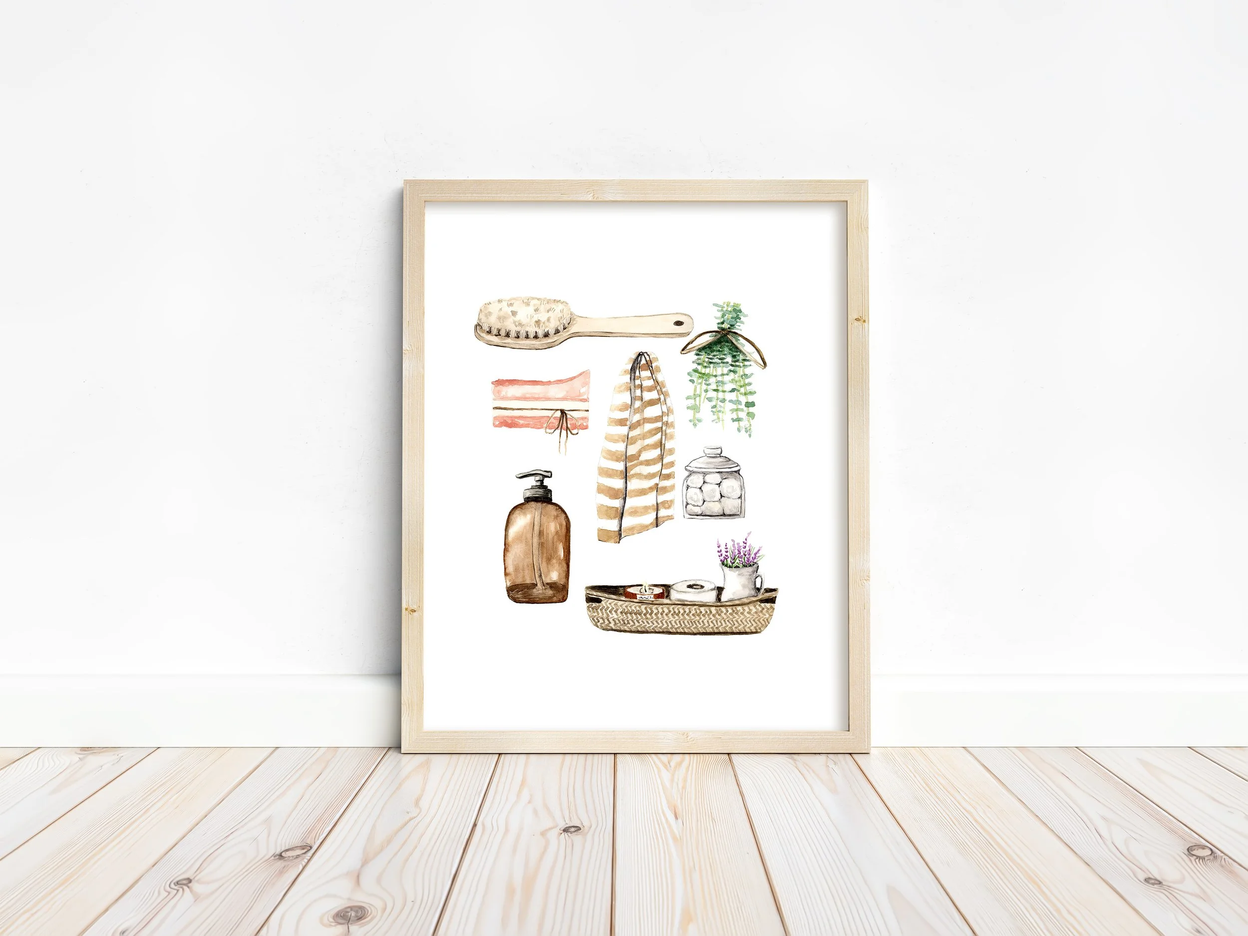 Watercolour Bathroom Chart- Art Print