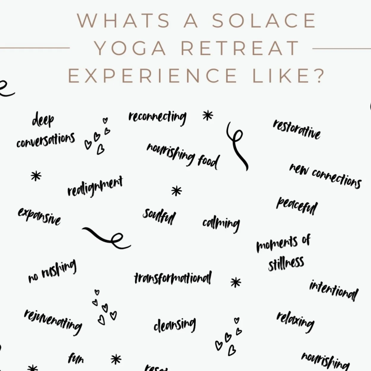 What is a Solace retreat experience like? ✨

It&rsquo;s waking up slowly, without rushing.
It&rsquo;s movement that feels like coming home to your body.
It&rsquo;s nourishing food, deep conversations, and moments of stillness you didn&rsquo;t know yo