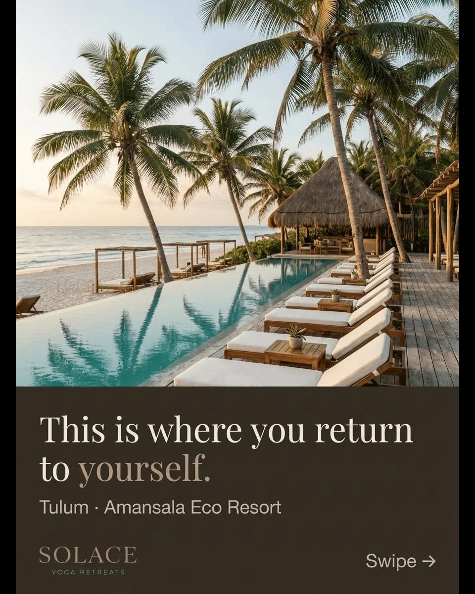 Step away from the noise and find your calm at Amansala Eco Resort in Tulum. Here, surrounded by nature's beauty, you reconnect deeply with yourself and the present moment. Join us to restore, reflect, and rise renewed. Link in Bio to register for Tu