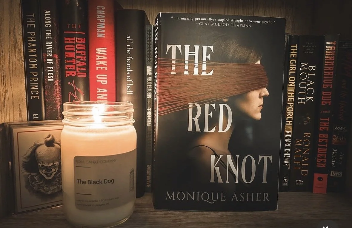 IMAGE OF THE RED KNOT A HORROR NOVEL ON A BOOKSHELF SPOOKY