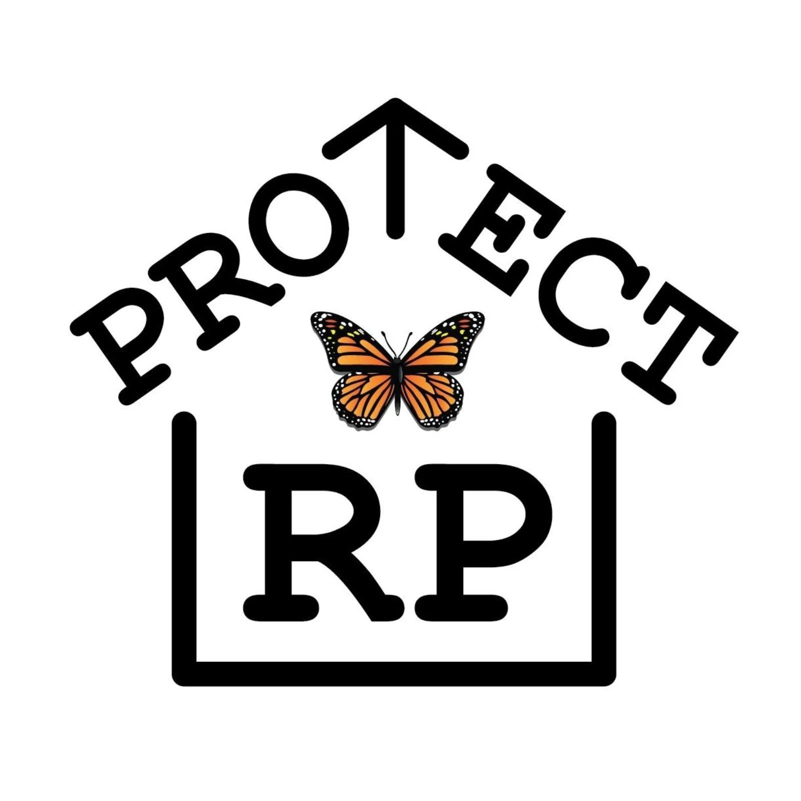 A graphic with the word "PROTECT" curved around a butterfly in the center and the phrase "PROTECT RP" at the top with an arrow pointing upward.