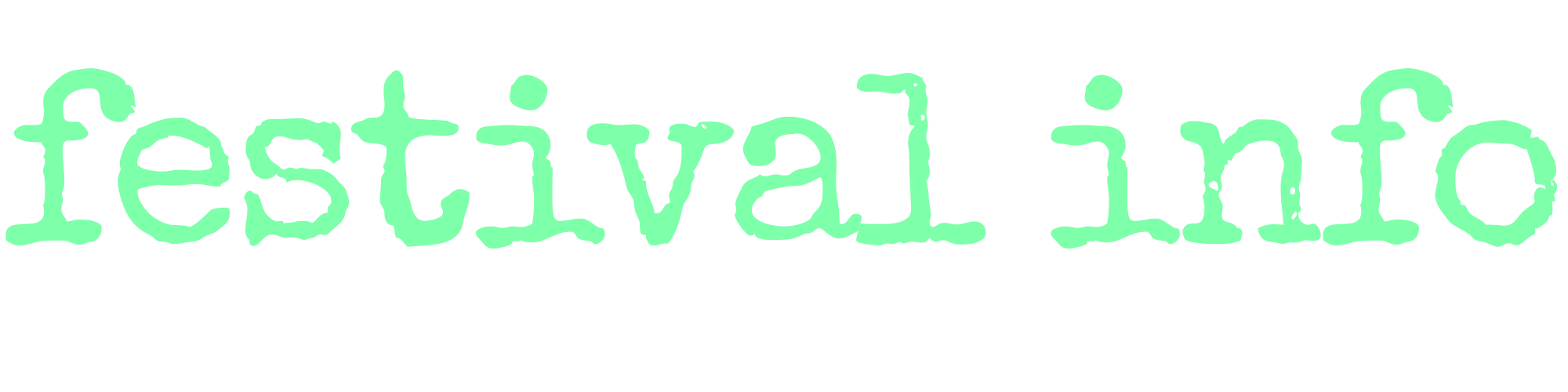 Text that reads 'festival info' in a stylized, light green font.