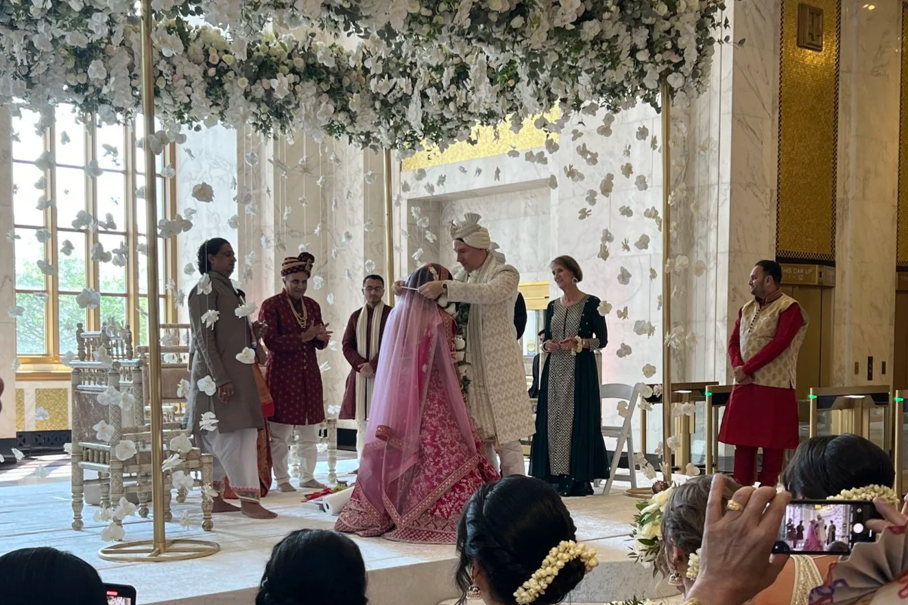Image of bride and groom at their traditional Indian wedding ceremony