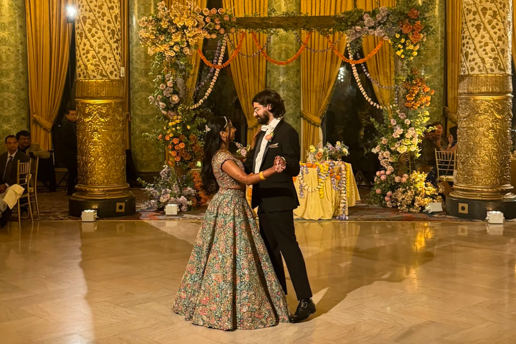 Image of bride and groom at their multicultural wedding