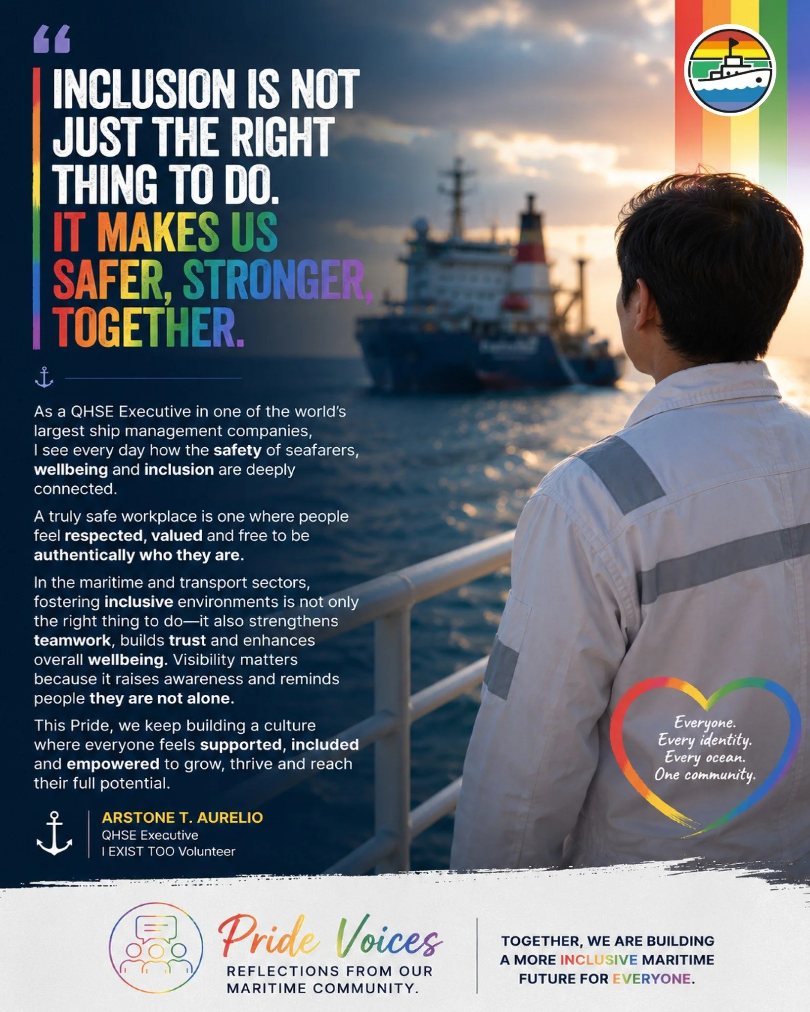 ⚓🌈 𝐓𝐫𝐮𝐞 𝐬𝐚𝐟𝐞𝐭𝐲 𝐛𝐞𝐠𝐢𝐧𝐬 𝐰𝐡𝐞𝐧 𝐩𝐞𝐨𝐩𝐥𝐞 𝐝𝐨𝐧'𝐭 𝐡𝐚𝐯𝐞 𝐭𝐨 𝐡𝐢𝐝𝐞 𝐰𝐡𝐨 𝐭𝐡𝐞𝐲 𝐚𝐫𝐞.

When respect exists, trust grows. When inclusion exists, a sense of belonging flourishes. And when people feel valued for who they 