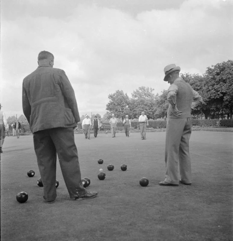 Historical photo people playing lawns