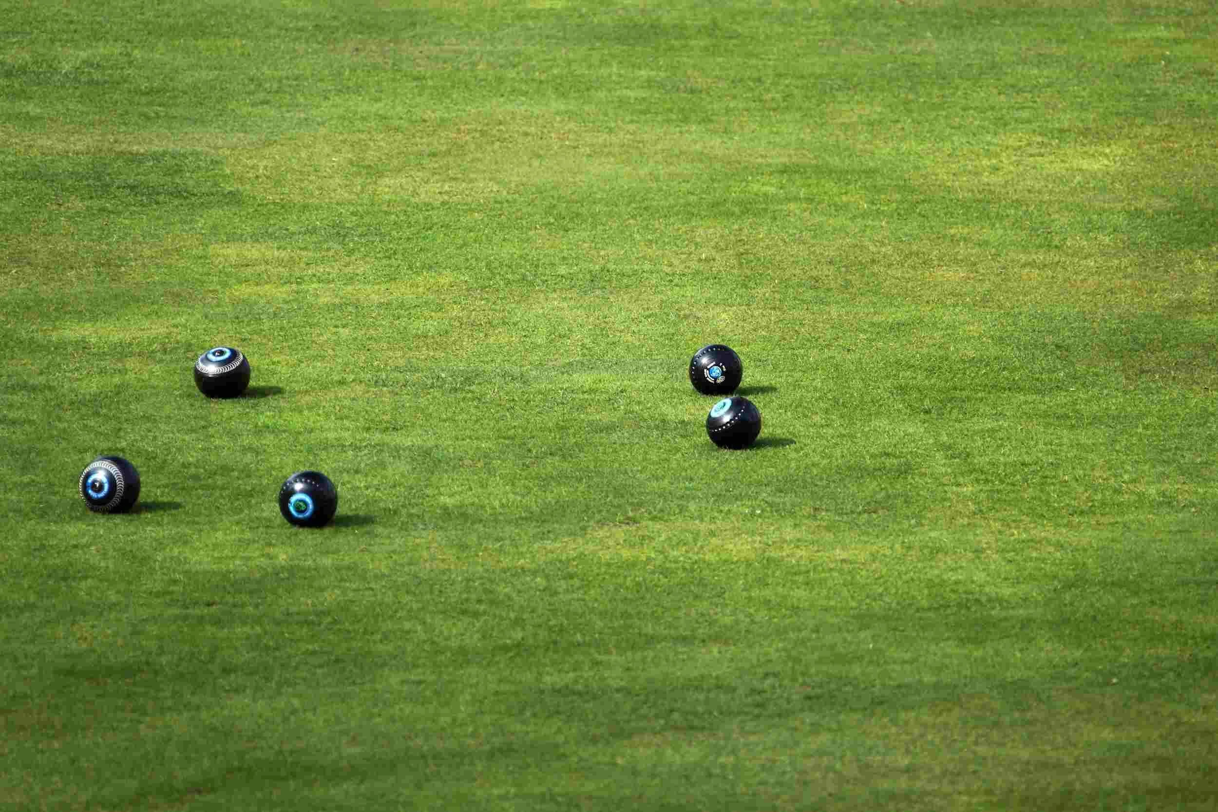 Lawn bowling green with bowls - play bowls near Nottingham