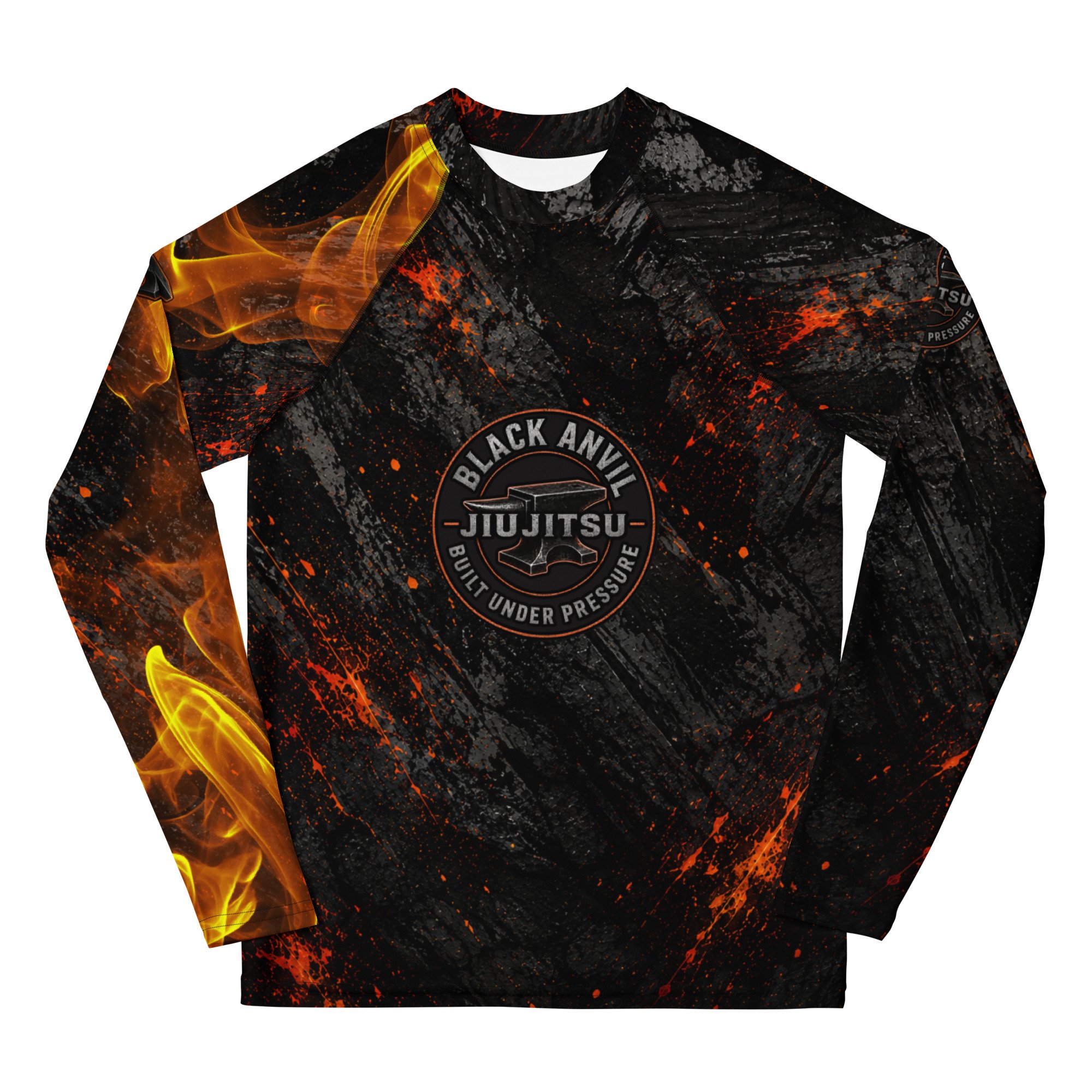 Black Anvil Performance Youth Long Sleeve Rashguard- Orange Flames