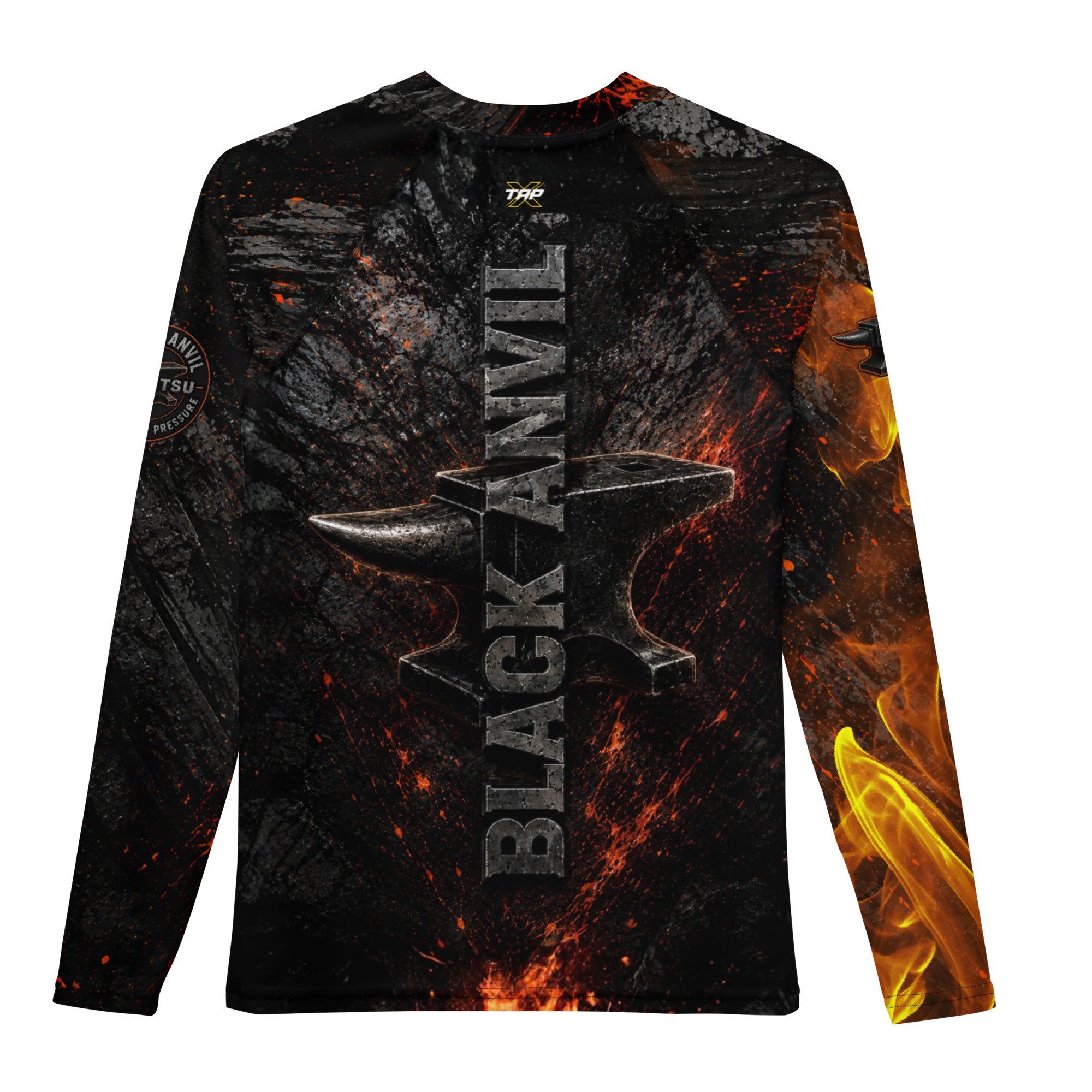 Black Anvil Performance Youth Long Sleeve Rashguard- Orange Flames