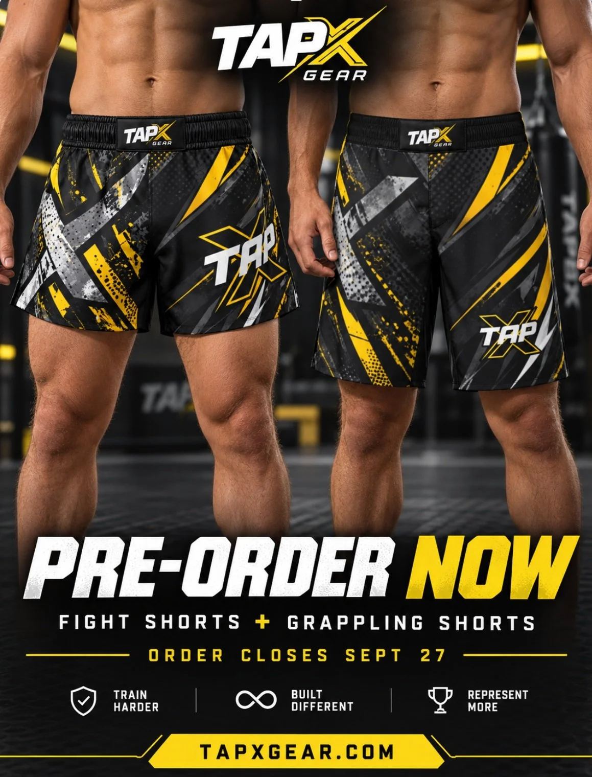 Two new TapX pre-order drops are live.

Choose your style:

Fight Shorts, shorter cut built for striking, kickboxing, Muay Thai, MMA, and fast movement.

Grappling Shorts, longer cut built for jiu jitsu, no-gi, wrestling, and hard rounds on the mats.