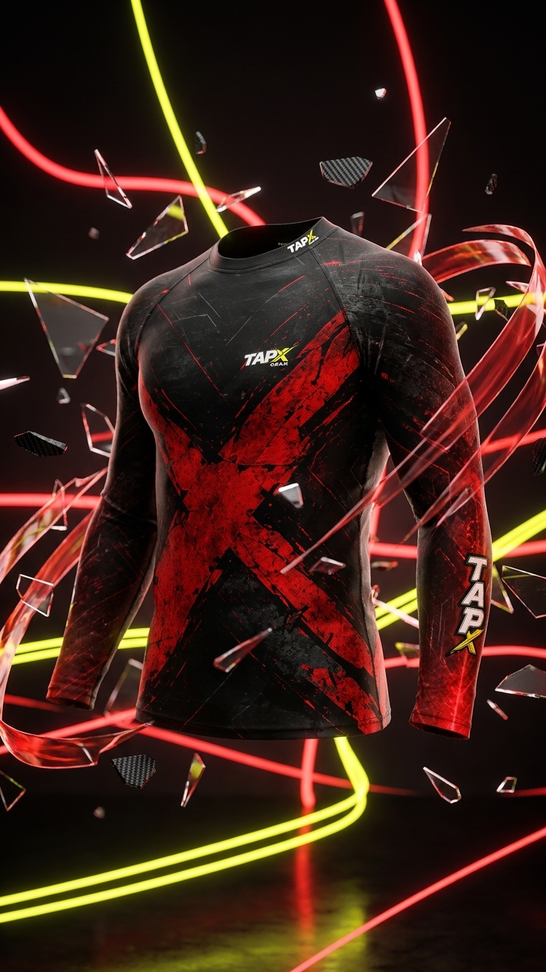 BJJ Rash Guard - Red X Inspired Grappling Compression long Sleeve Shirt