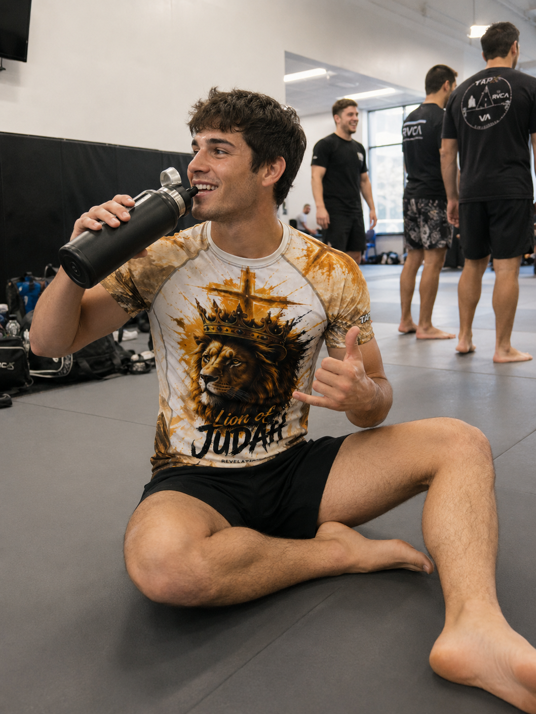 BJJ Rash Guard - Lion Of Judah Christian Religious Theme Grappling Compression Shirt